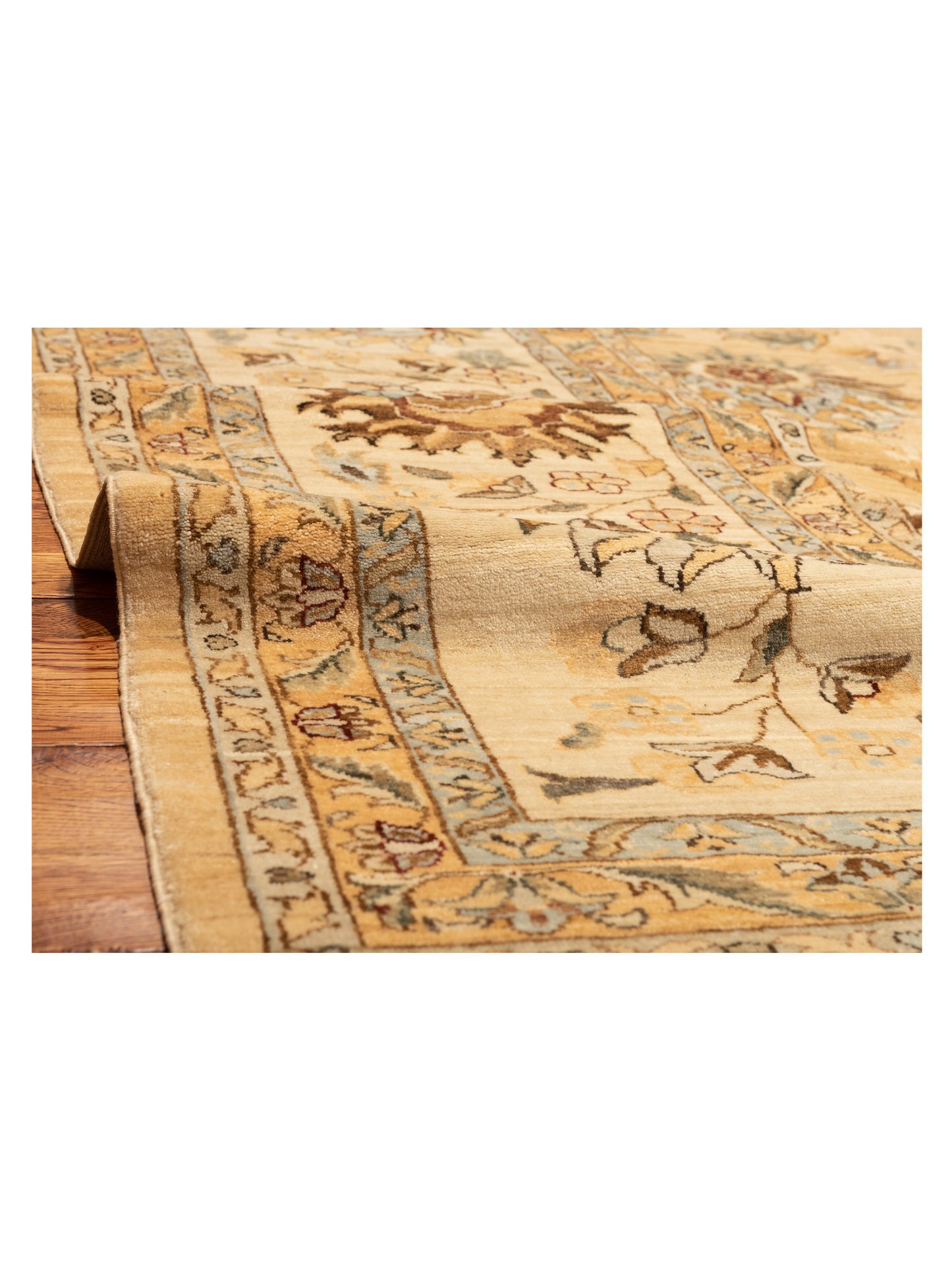 Narin Vaha Gold Ivory 14.3x15.5 Hand Knotted Rug