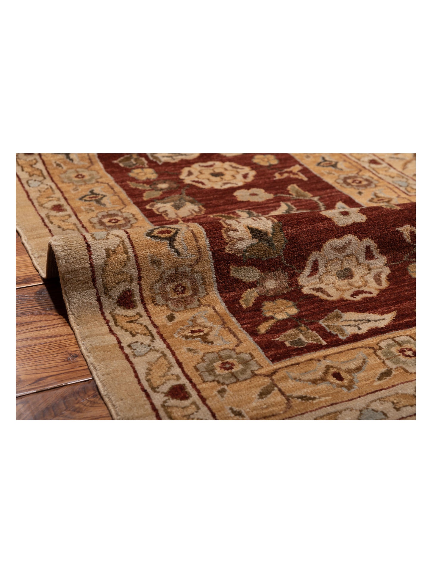 Narin Aksu Gold Burgundy 11.10x14.8 Hand Knotted Rug