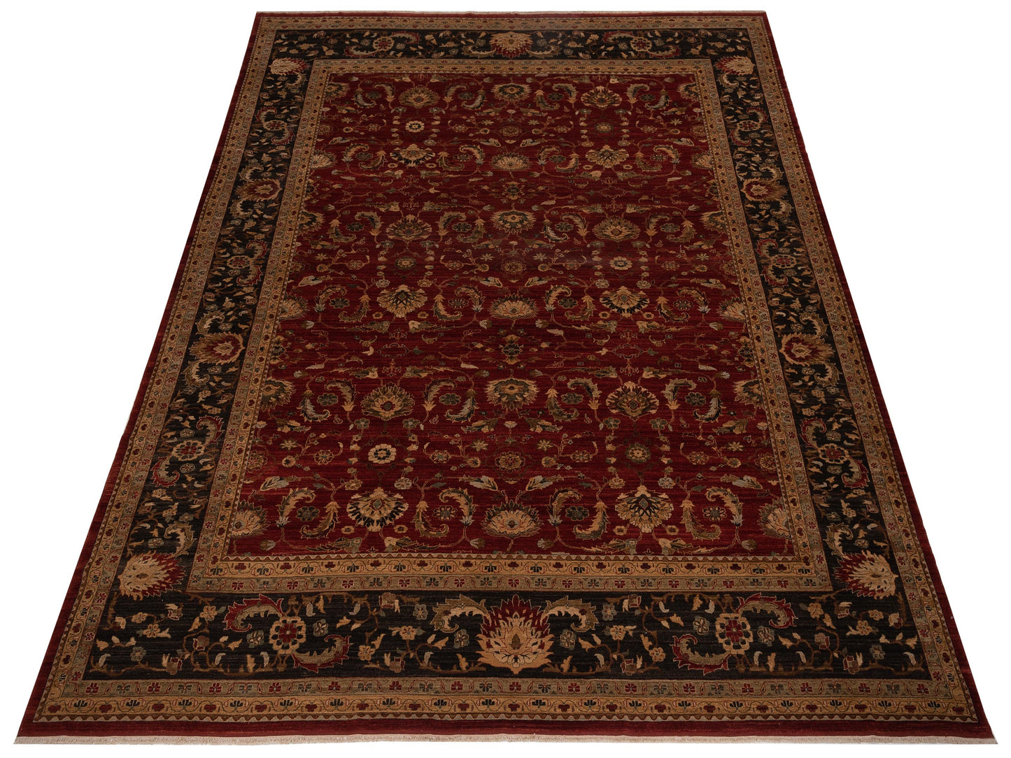 Narin Cemile Red Black 14.7x15.4 Hand Knotted Rug