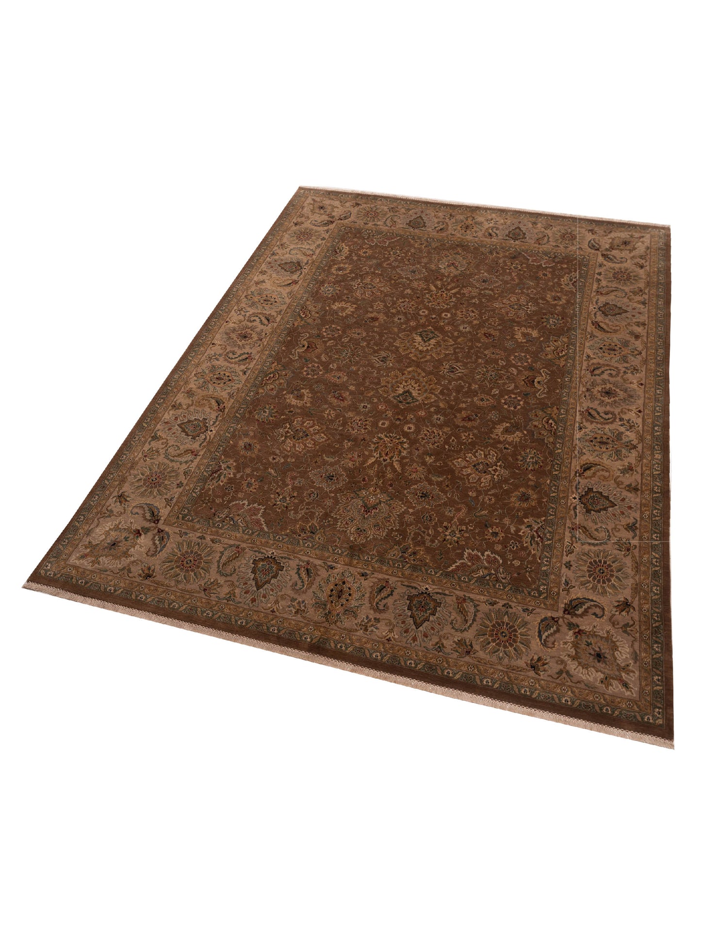 Crown 96402 Brown Cream 9.2x12.3 Hand Knotted Rug