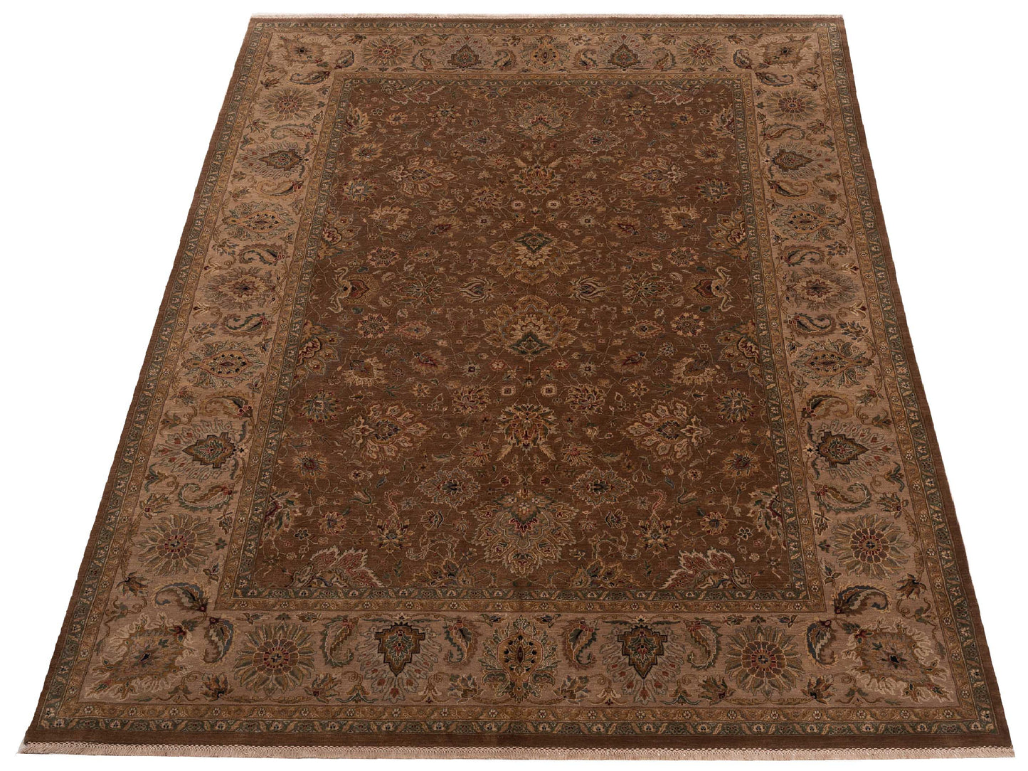 Crown 96402 Brown Cream 9.2x12.3 Hand Knotted Rug