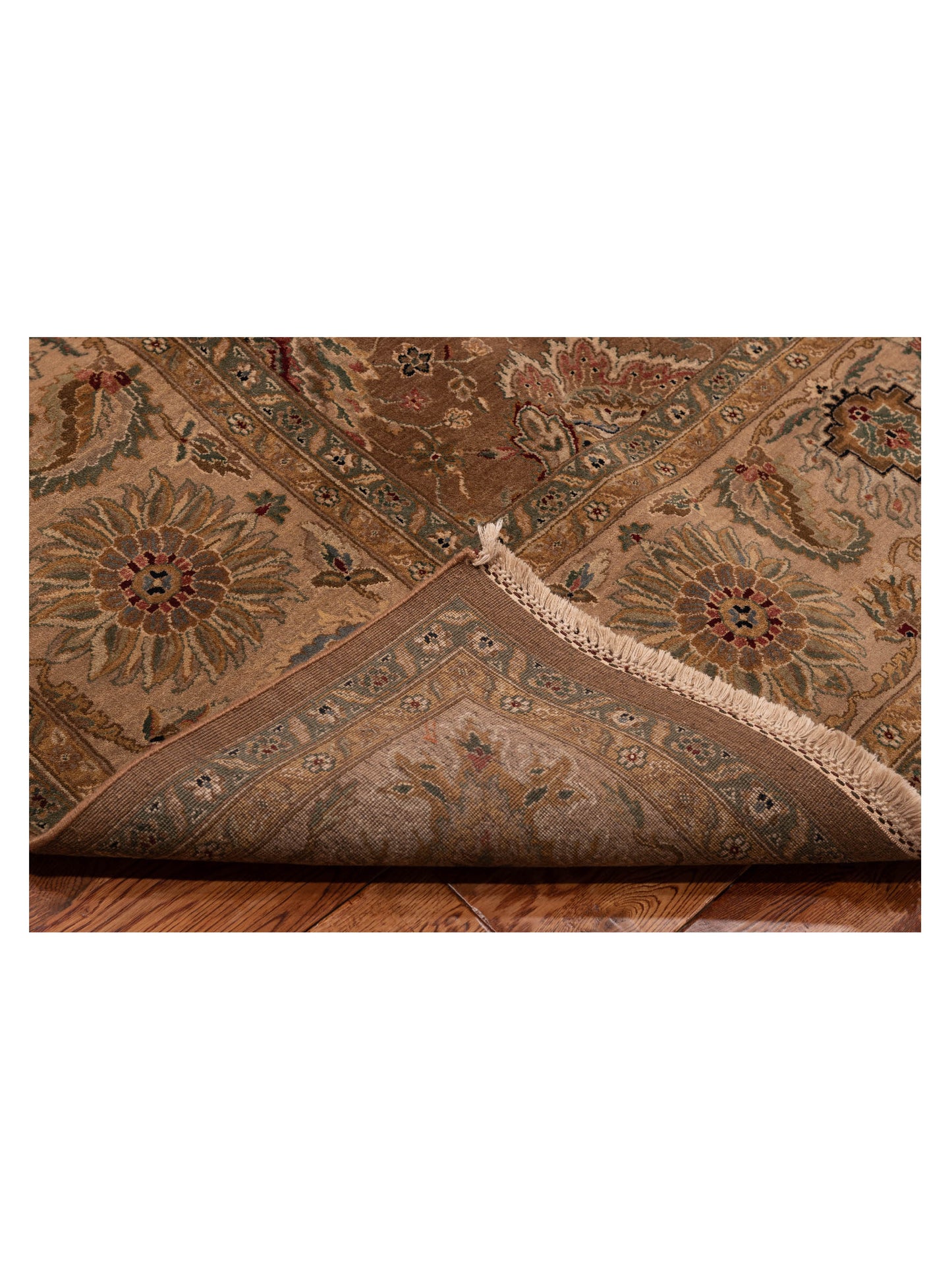 Crown 96402 Brown Cream 9.2x12.3 Hand Knotted Rug