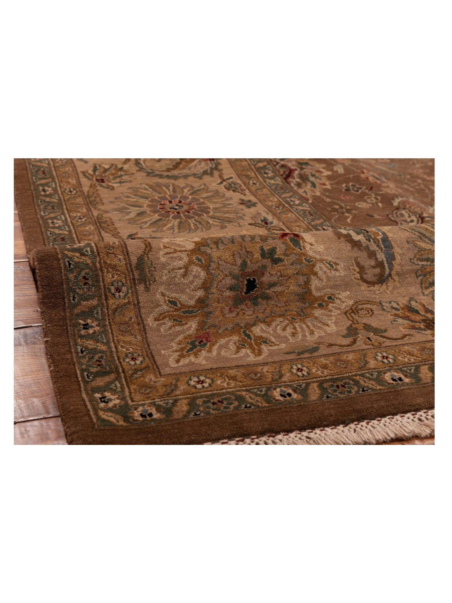 Crown 96402 Brown Cream 9.2x12.3 Hand Knotted Rug