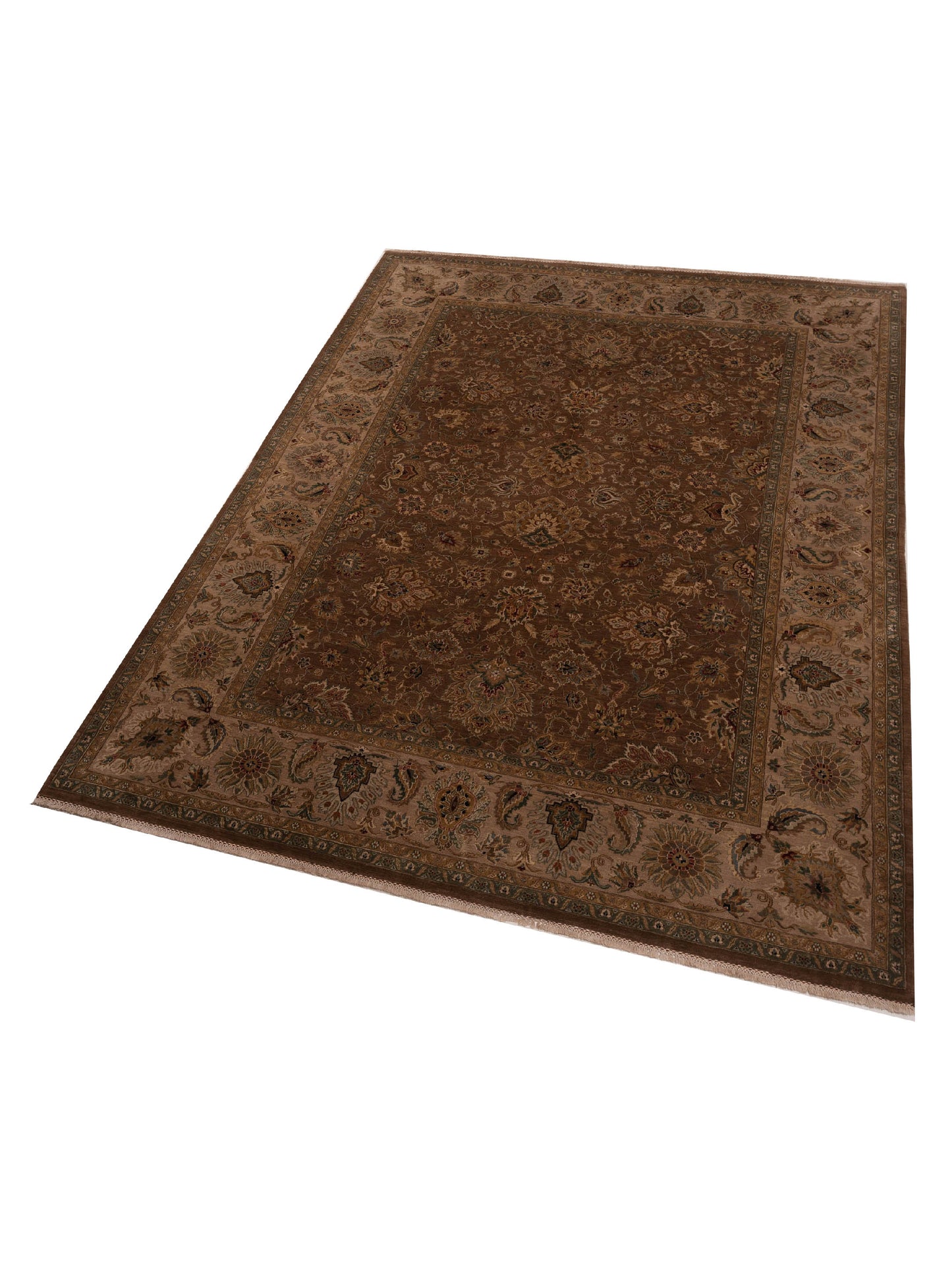 Crown 96410 Brown Cream 9.1x12.2 Hand Knotted Rug