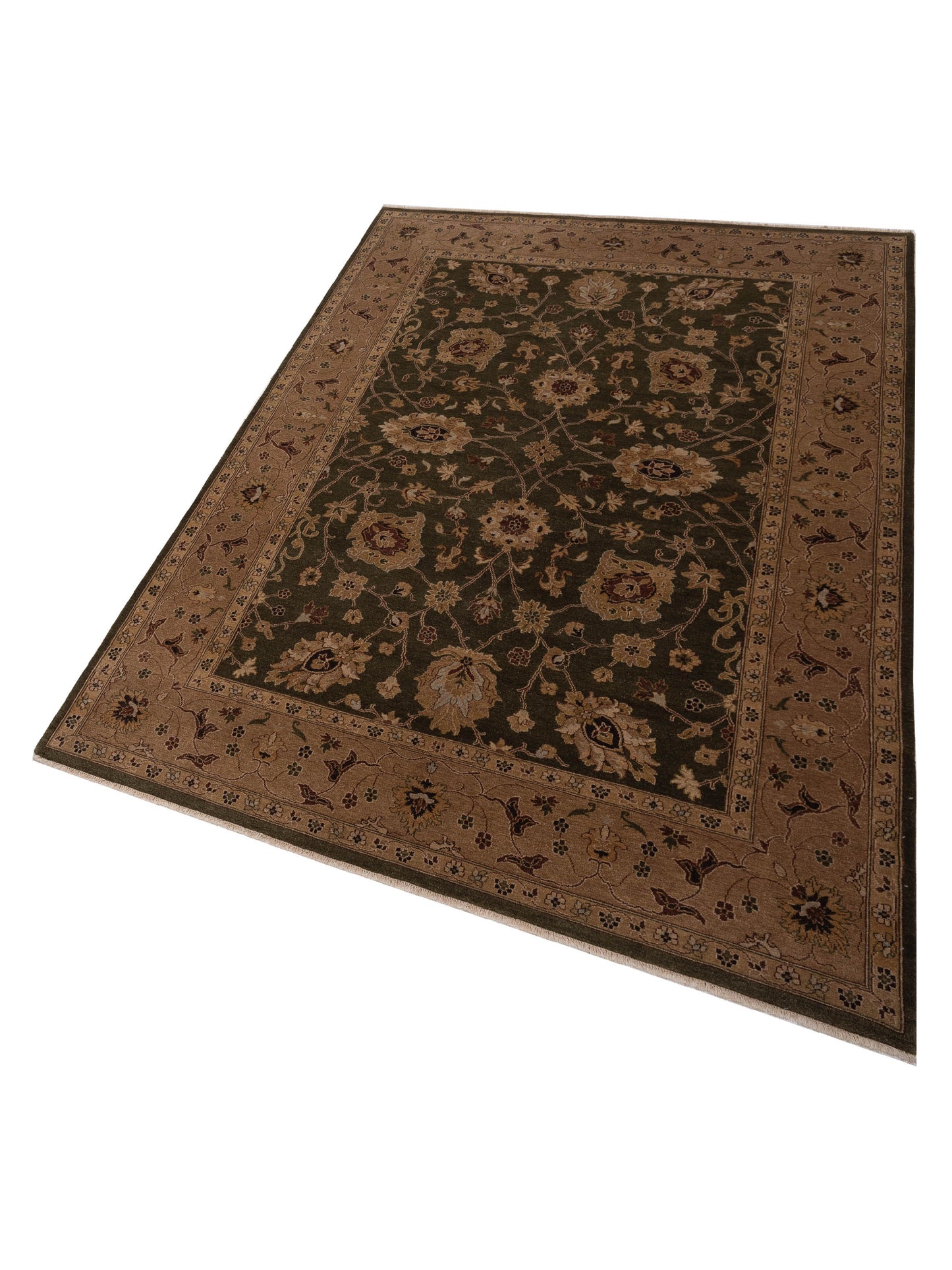 Royal 96420 Green Light Brown 10x14 Hand Knotted Rug