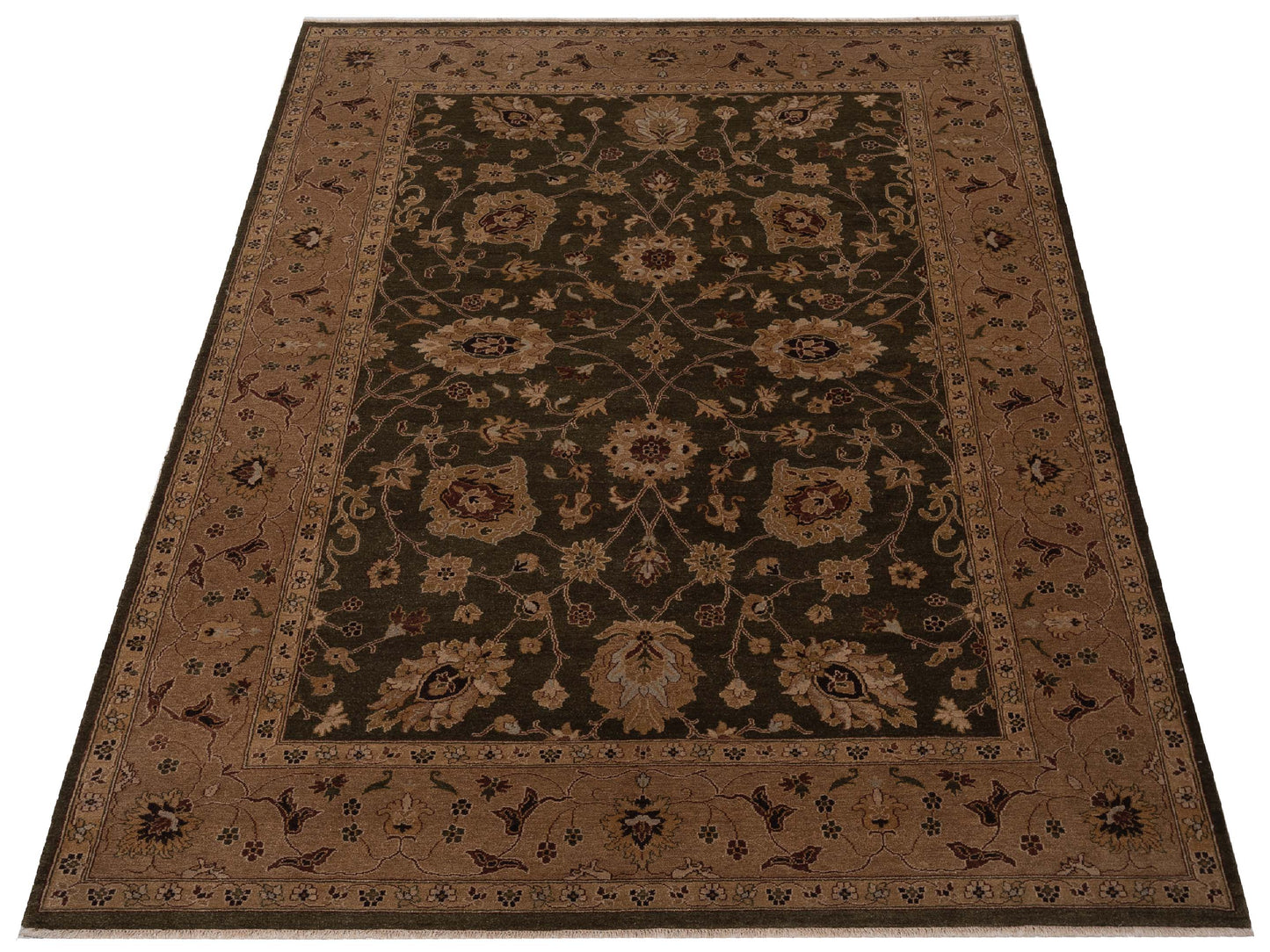 Royal 96420 Green Light Brown 10x14 Hand Knotted Rug