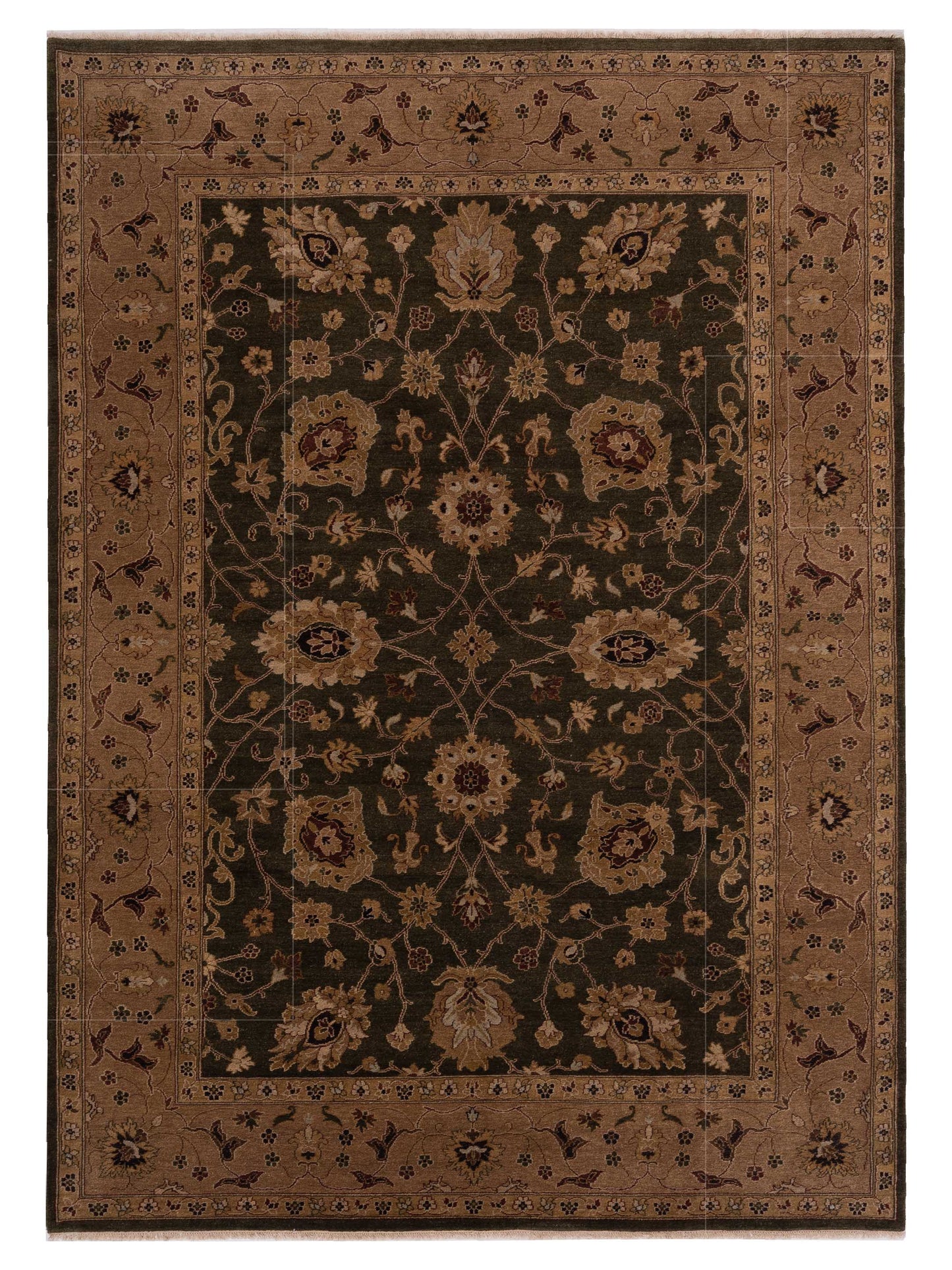 Rajpur Royal Green Light Brown Traditional