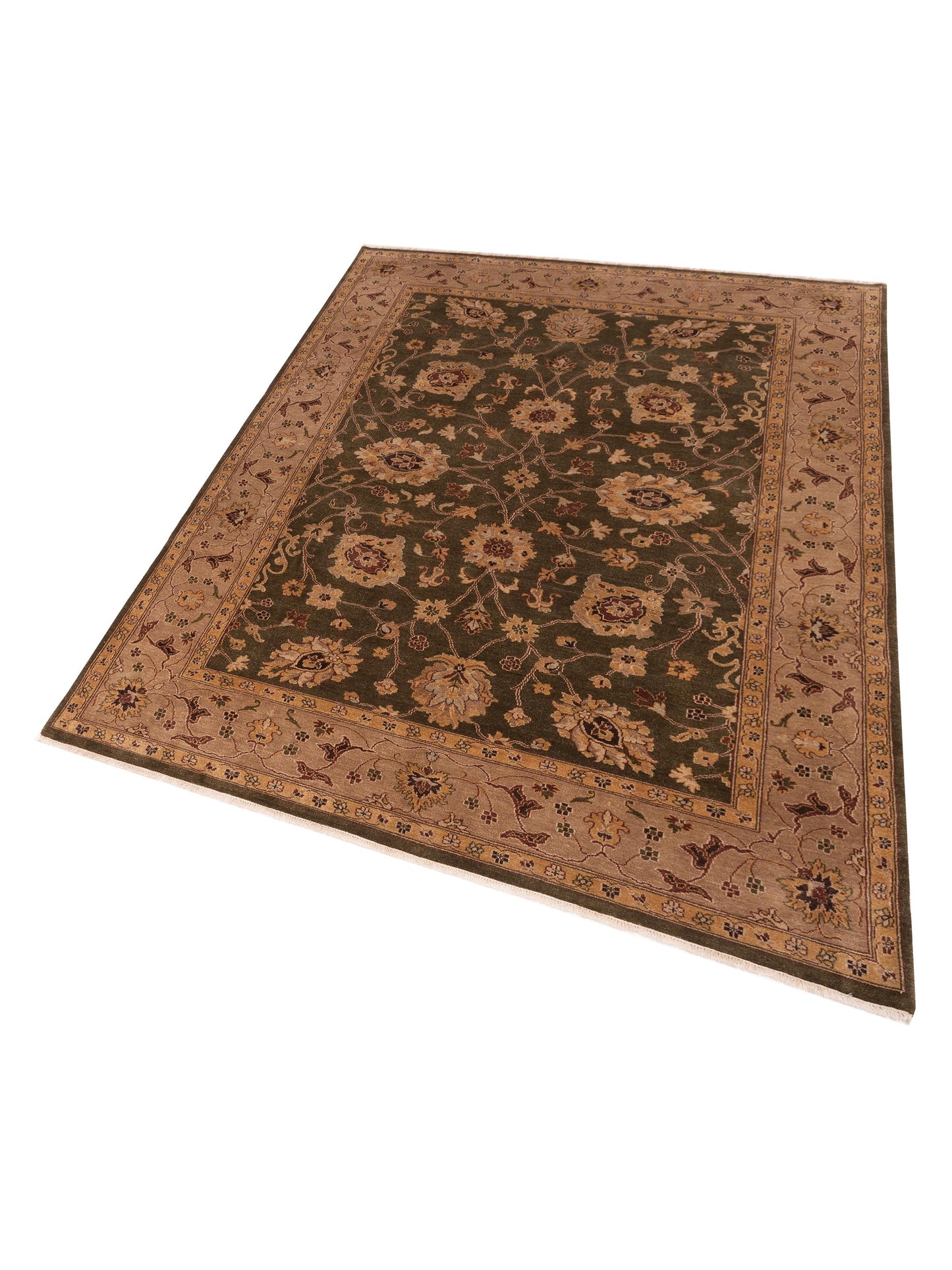 Royal 96428 Green Light Brown 9.1x12 Hand Knotted Rug