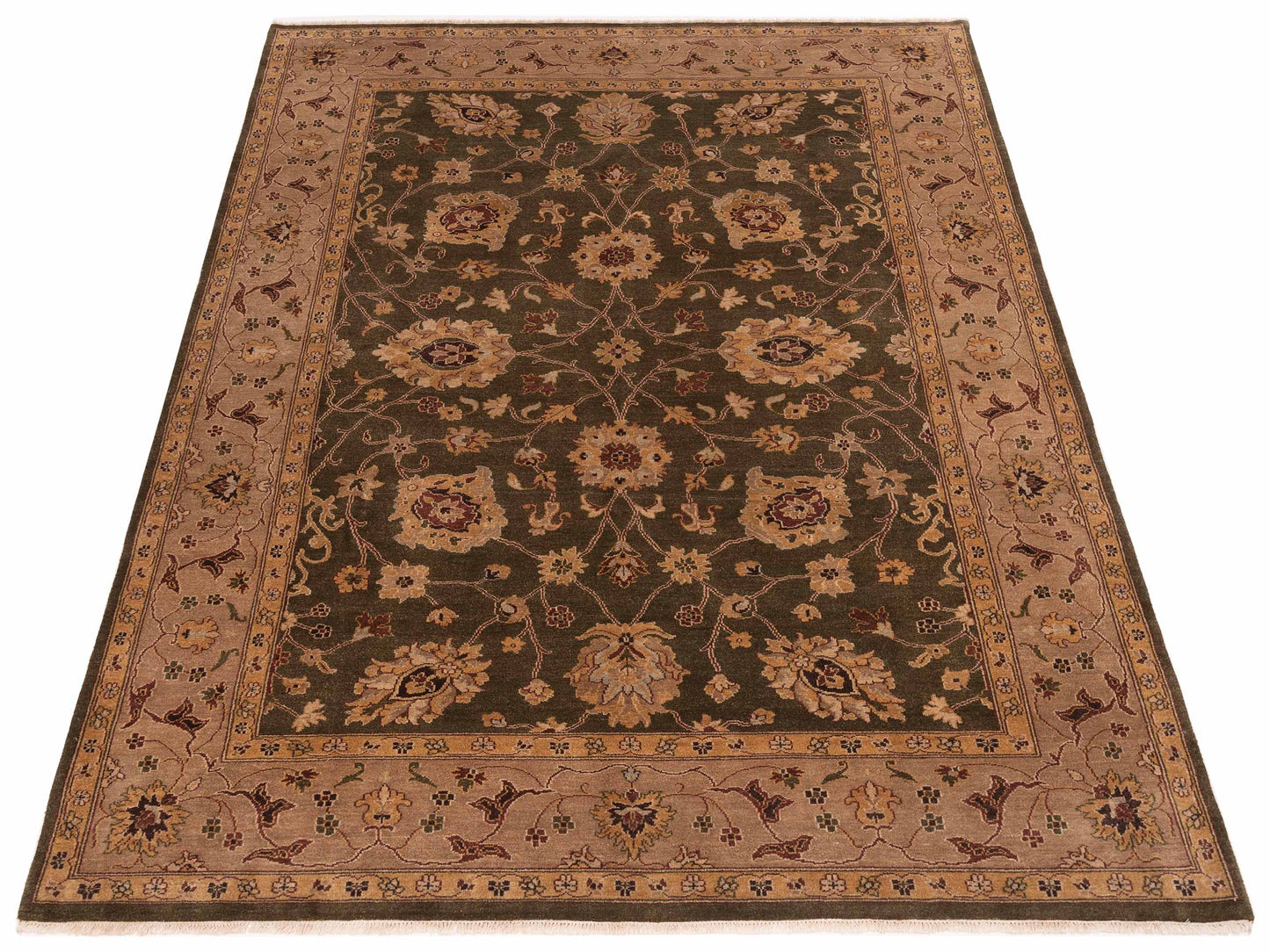 Royal 96428 Green Light Brown 9.1x12 Hand Knotted Rug