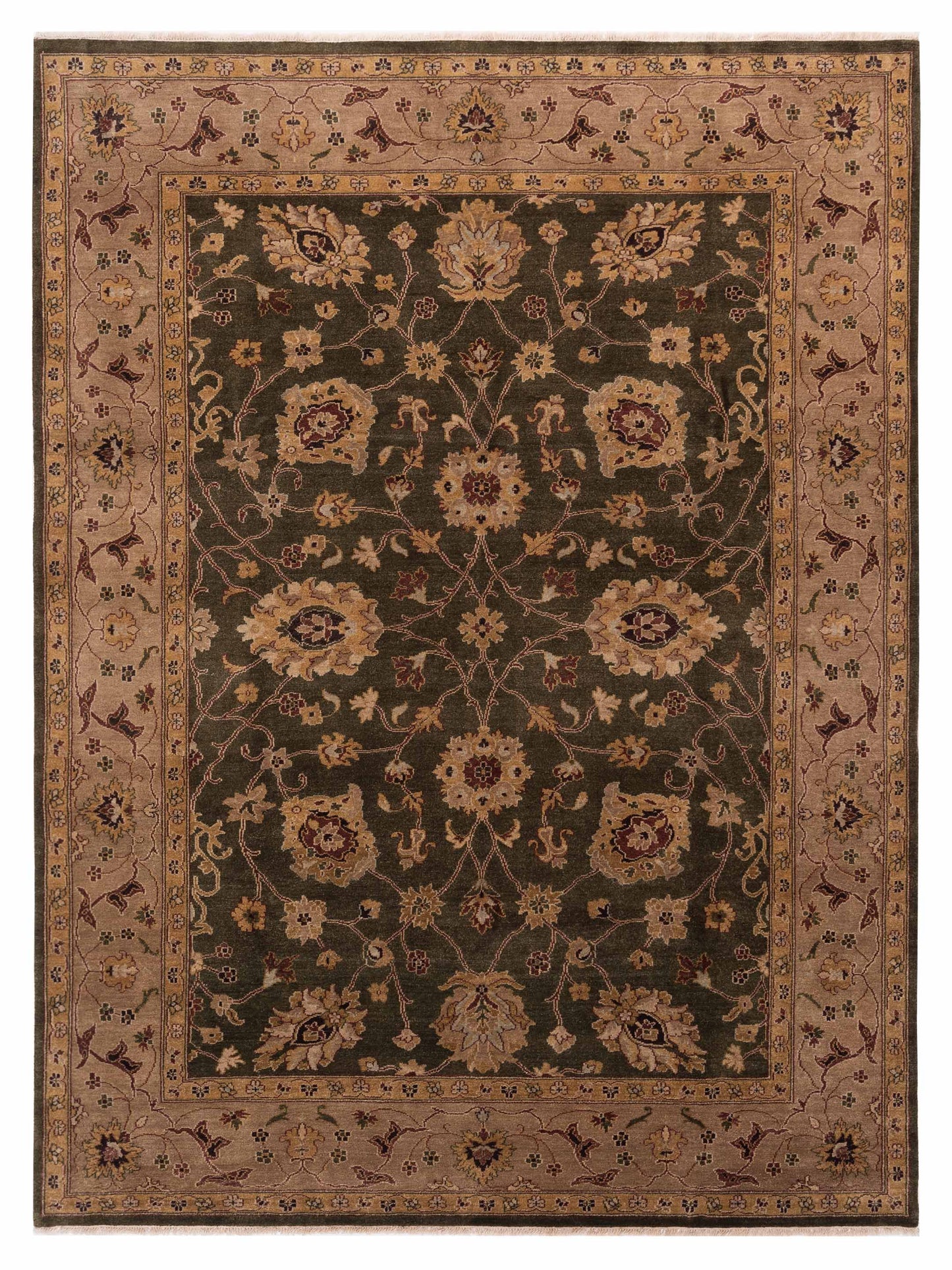 Rajpur Royal Green Light Brown Traditional