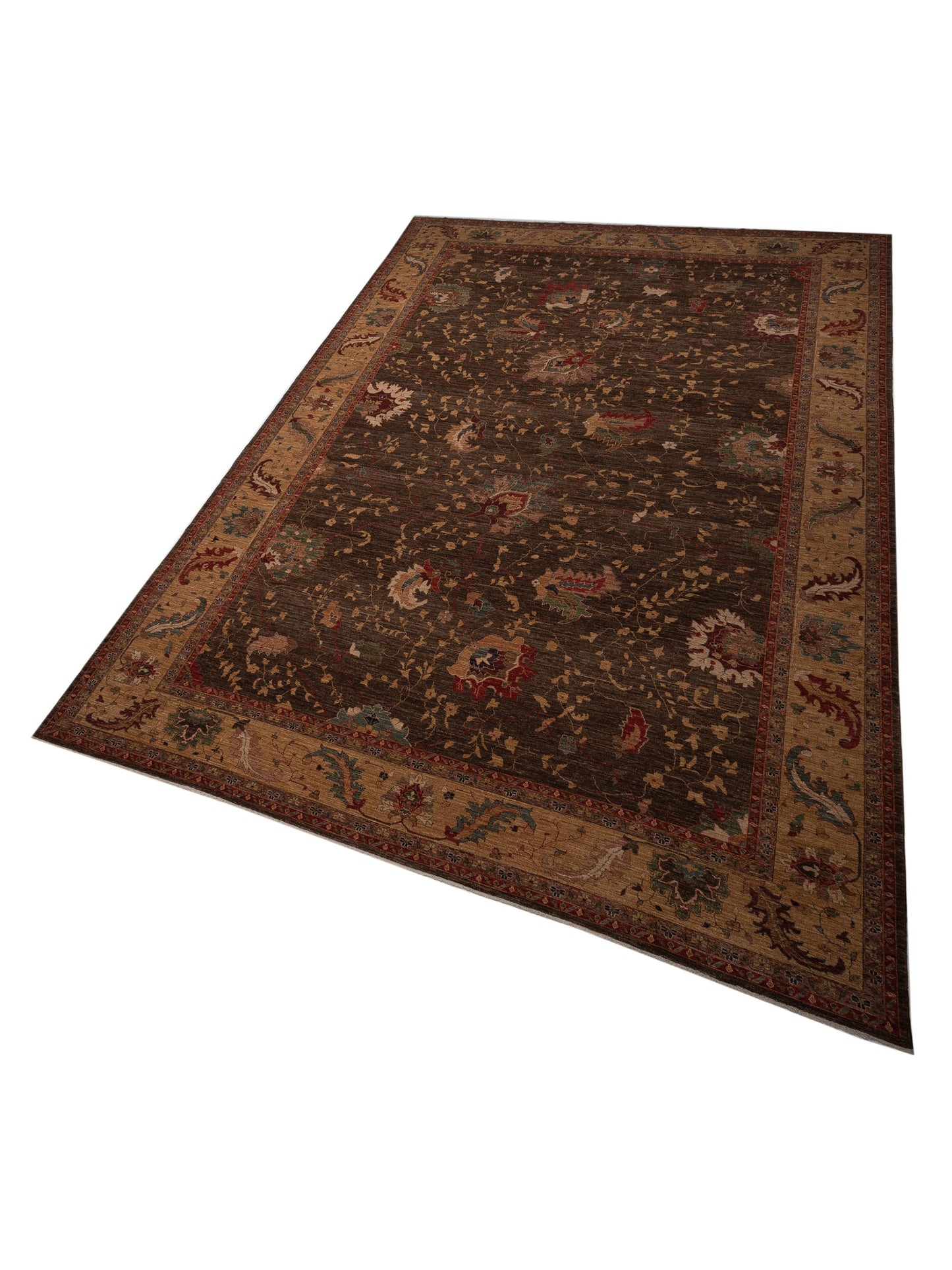 Elvan Tamer Dark Brown Gold 12.3x17.7 Hand Knotted Rug