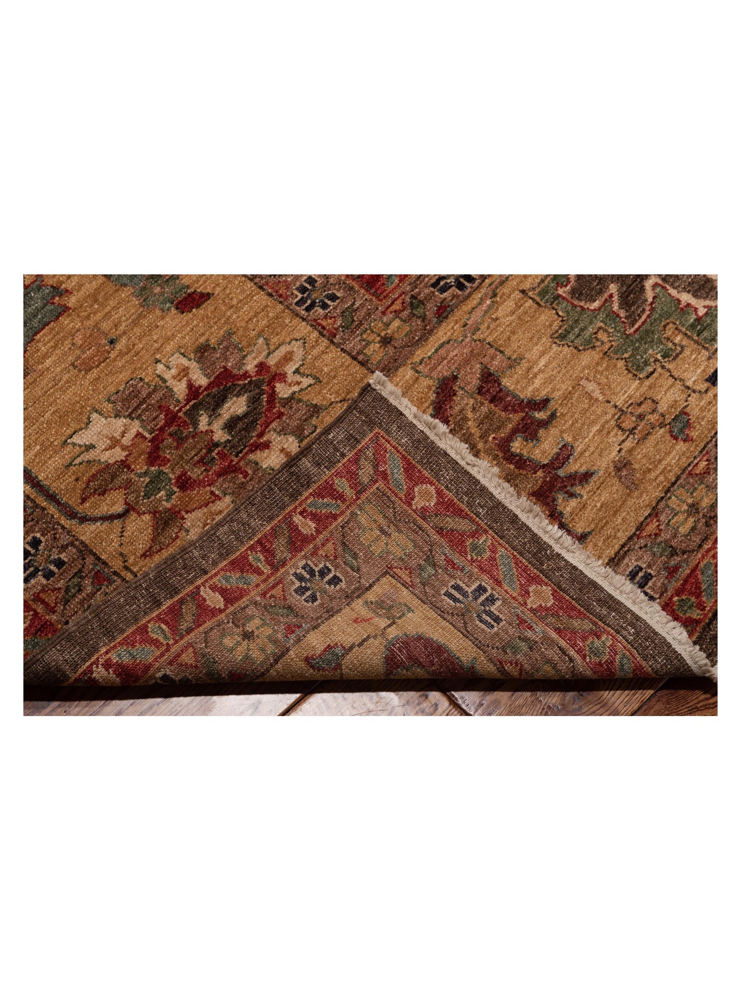 Elvan Tamer Dark Brown Gold 12.3x17.7 Hand Knotted Rug