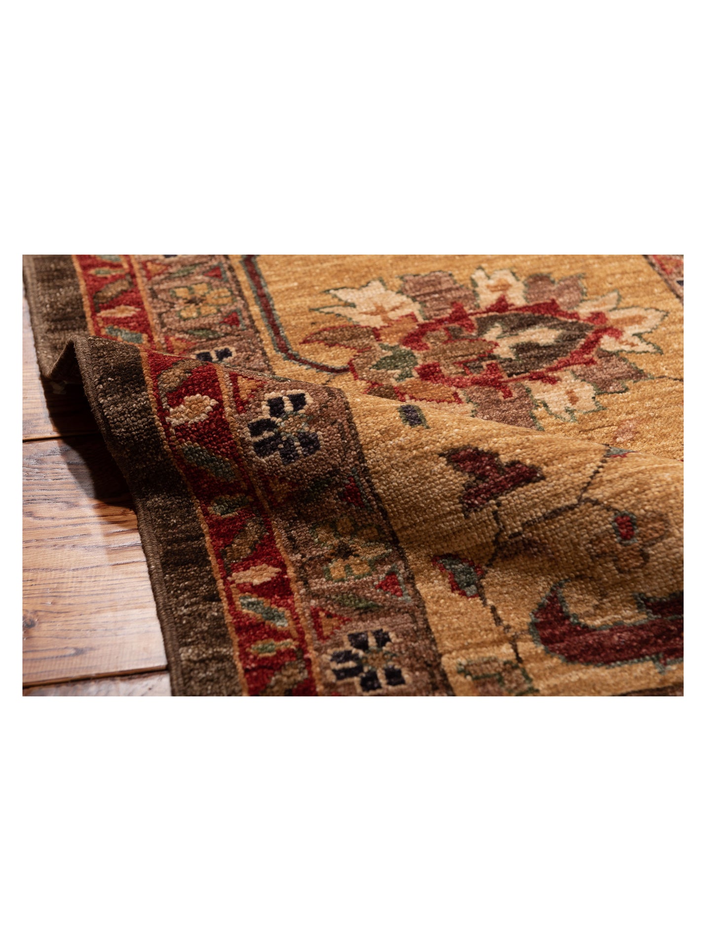Elvan Tamer Dark Brown Gold 12.3x17.7 Hand Knotted Rug