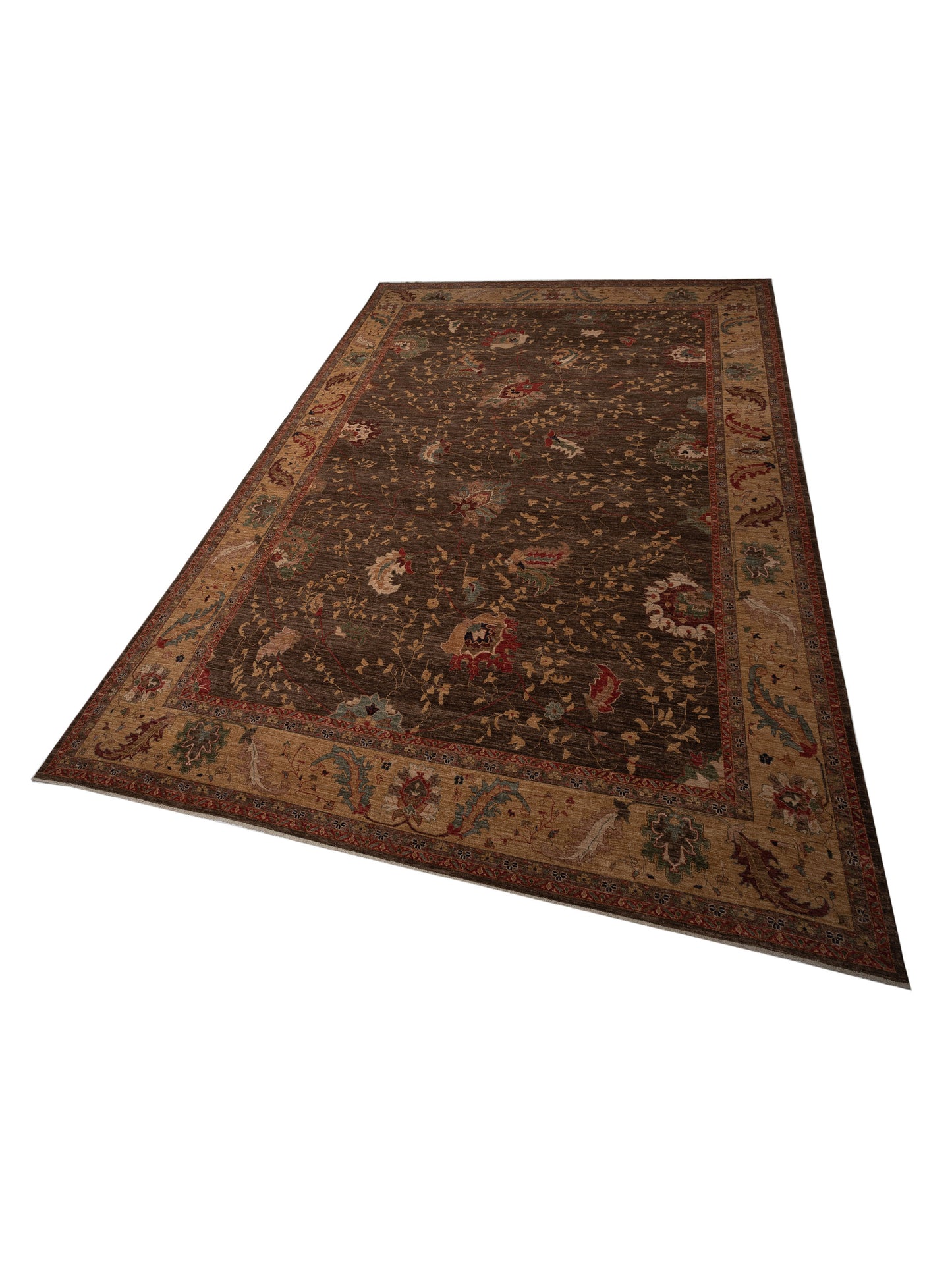 Elvan Tamer Dark Brown Gold 12.4x17.11 Hand Knotted Rug