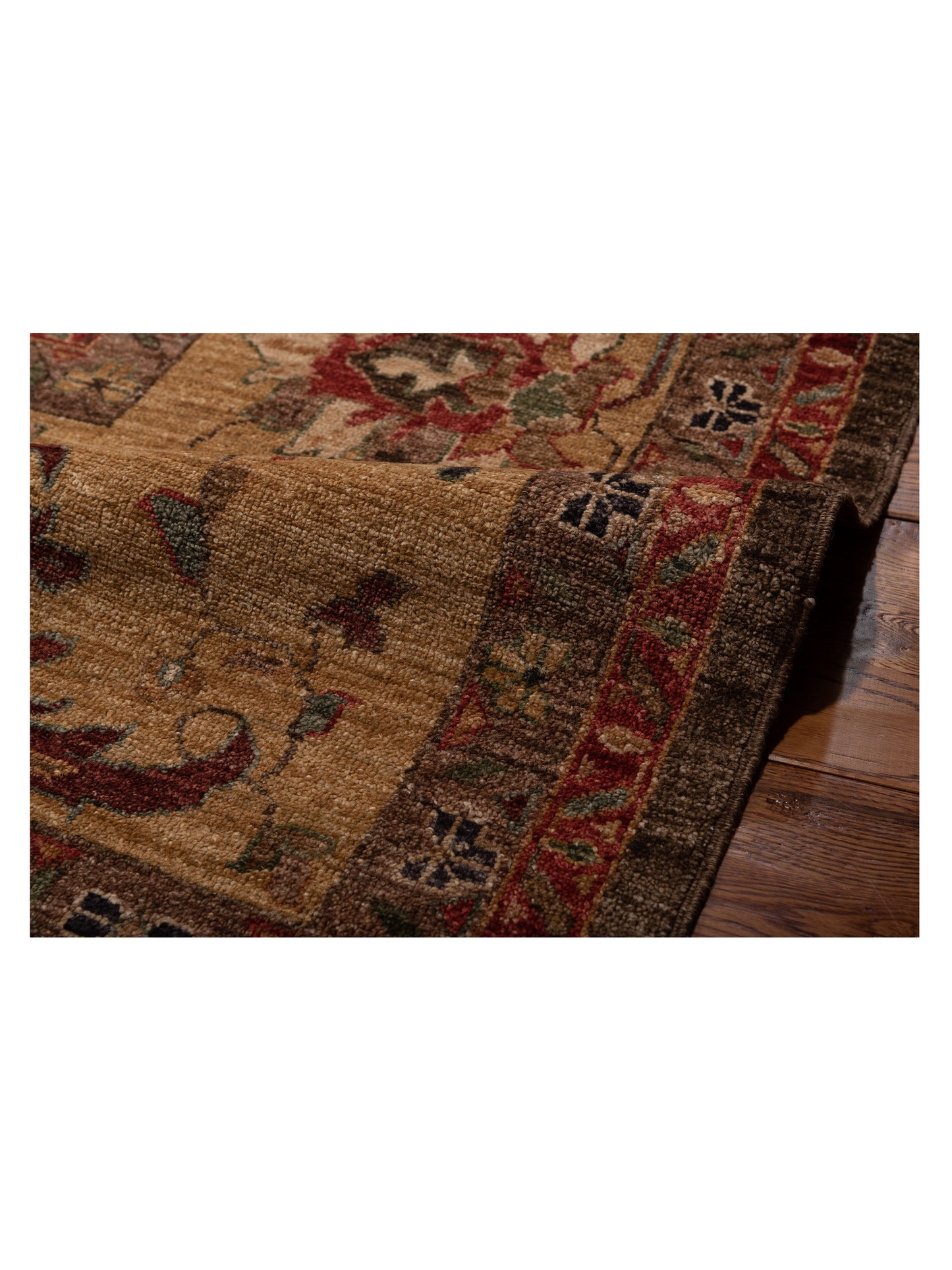 Elvan Tamer Dark Brown Gold 12.4x17.11 Hand Knotted Rug