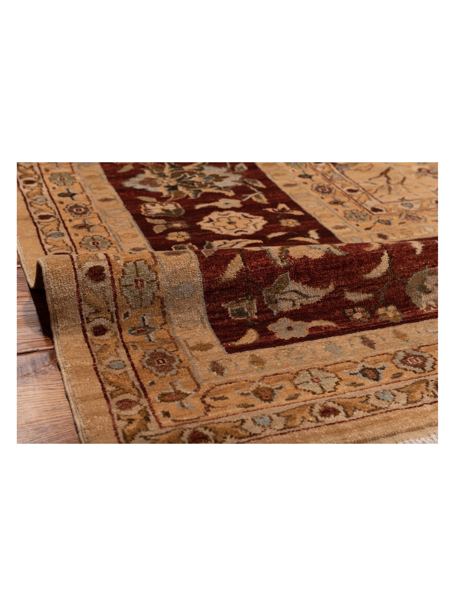 Narin Aksu Gold Burgundy 11.11x15.2 Hand Knotted Rug