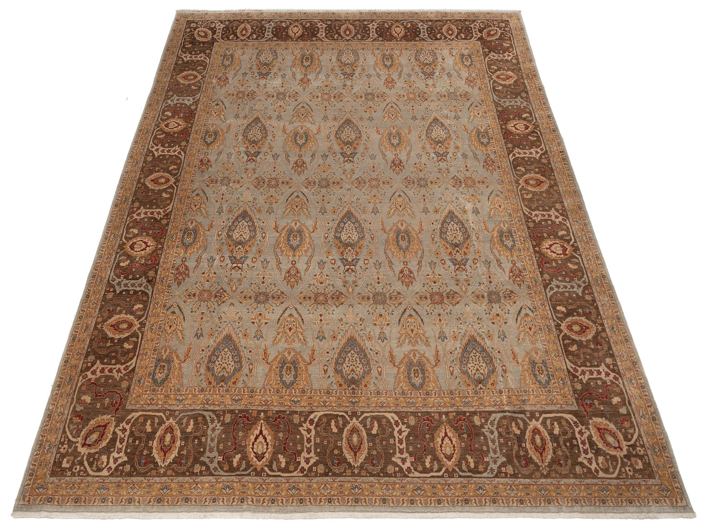 Firuze Simla Blue Brown 14.2x15.9 Hand Knotted Rug