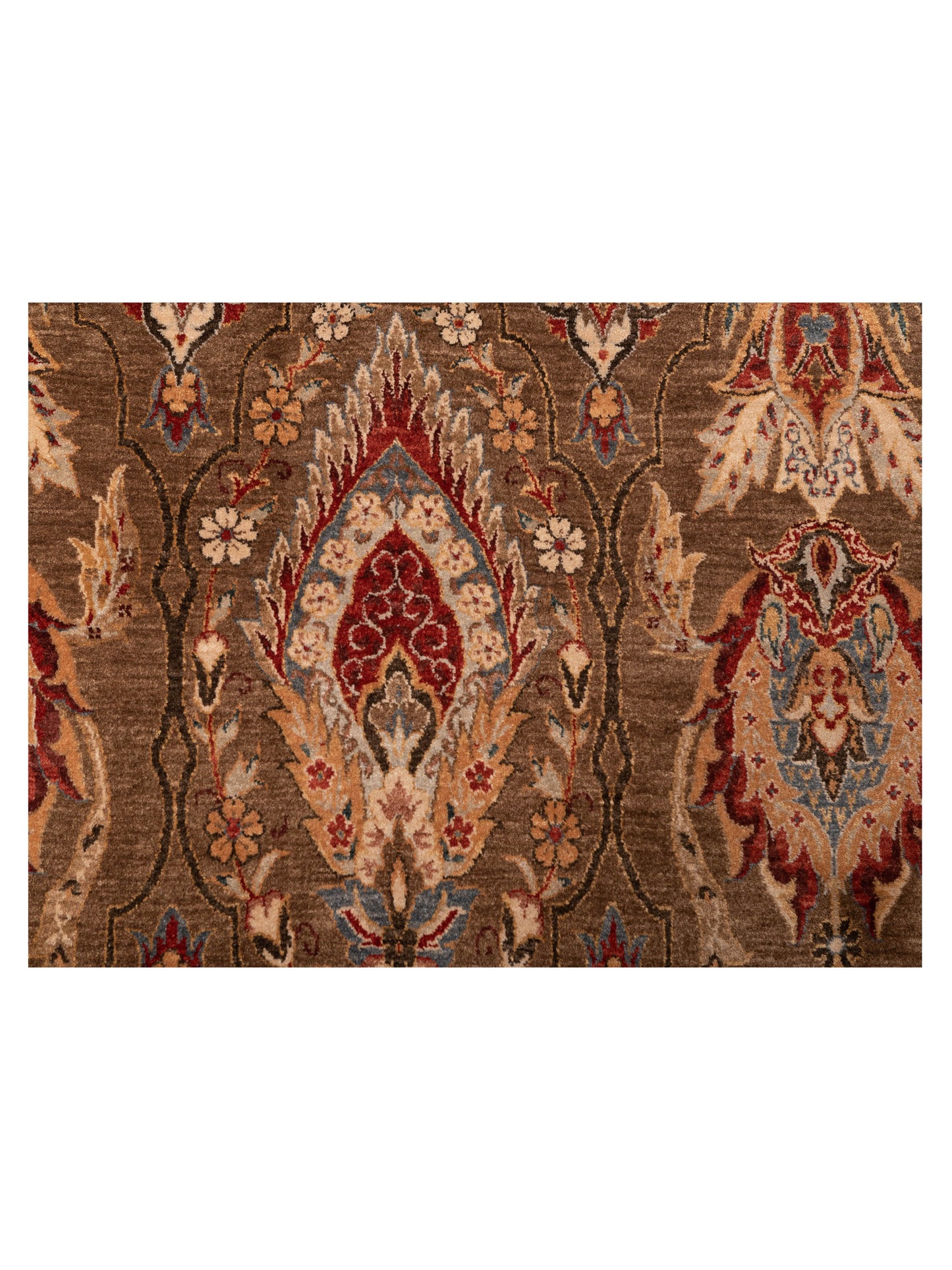 Firuze Simla Brown Light Blue 11.6x15.5 Hand Knotted Rug