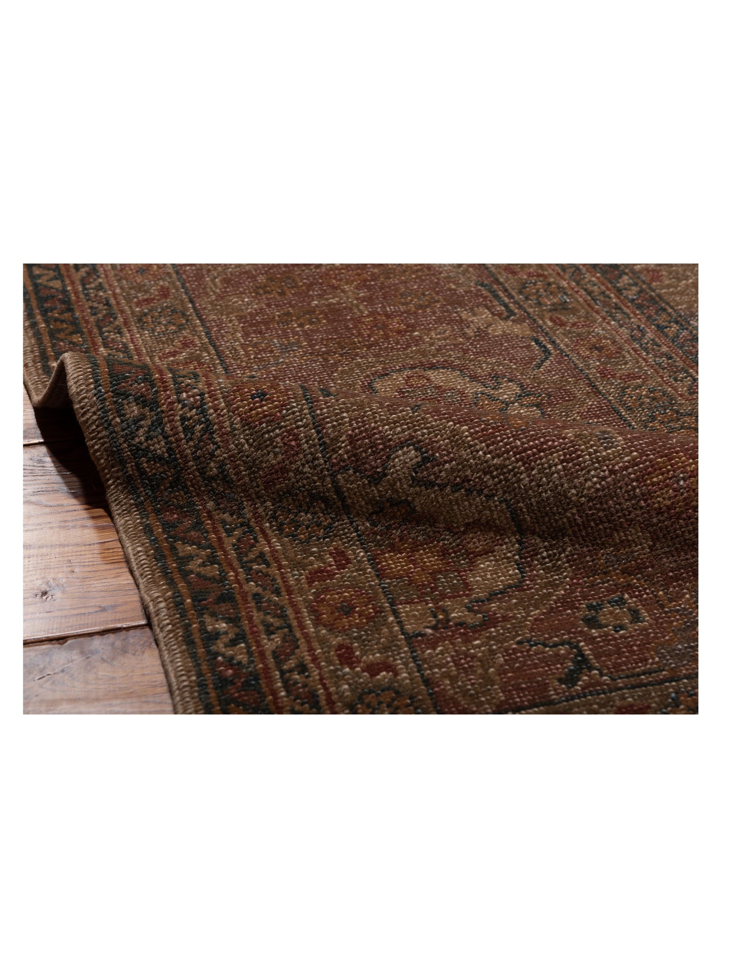 Turkish Elvan Maile Green Pink 12.1x17.5 Hand Knotted Rug