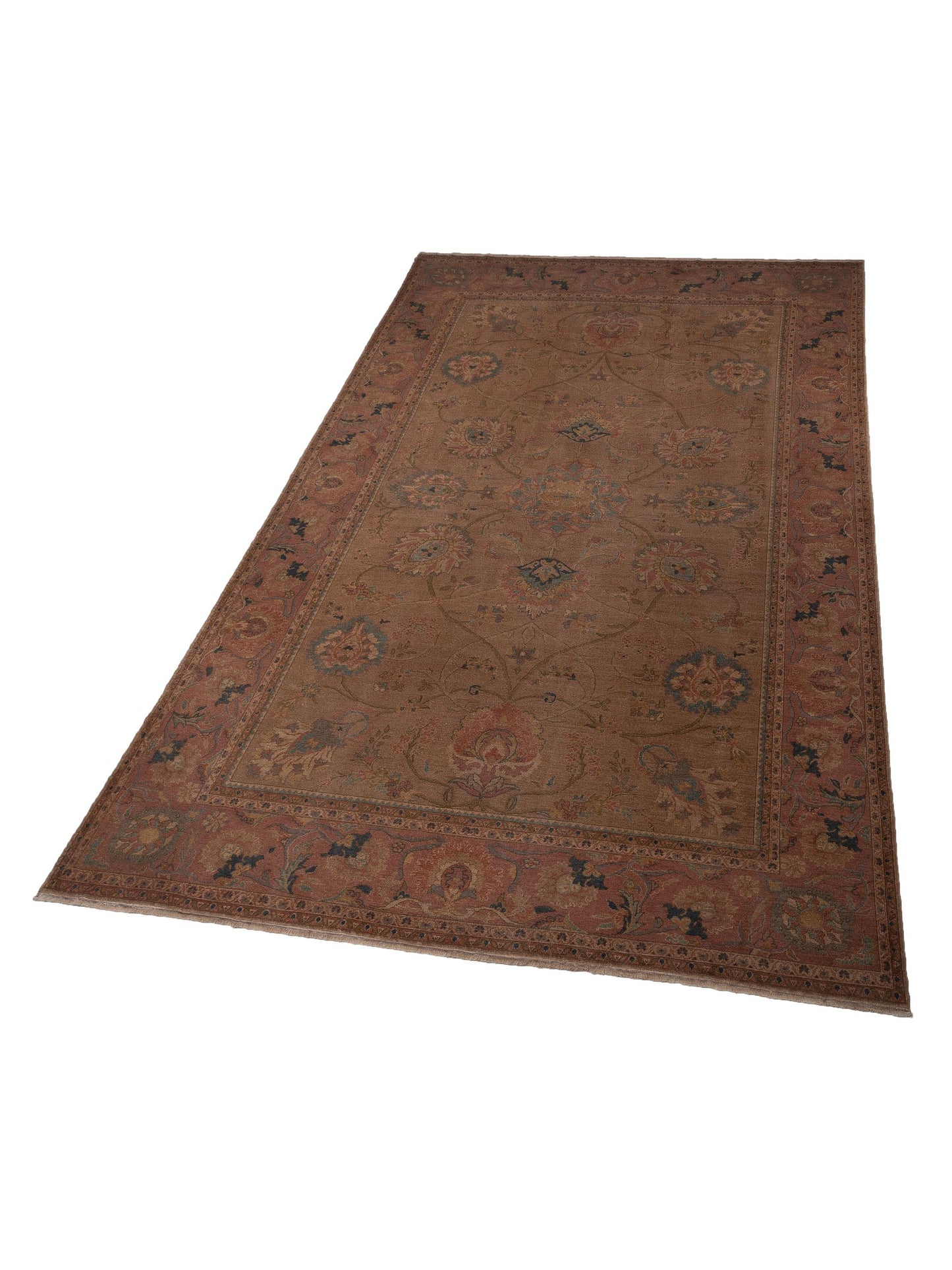 Turkish Elvan 97402 Light Brown Brown 12.1x18.2 Hand Knotted Rug