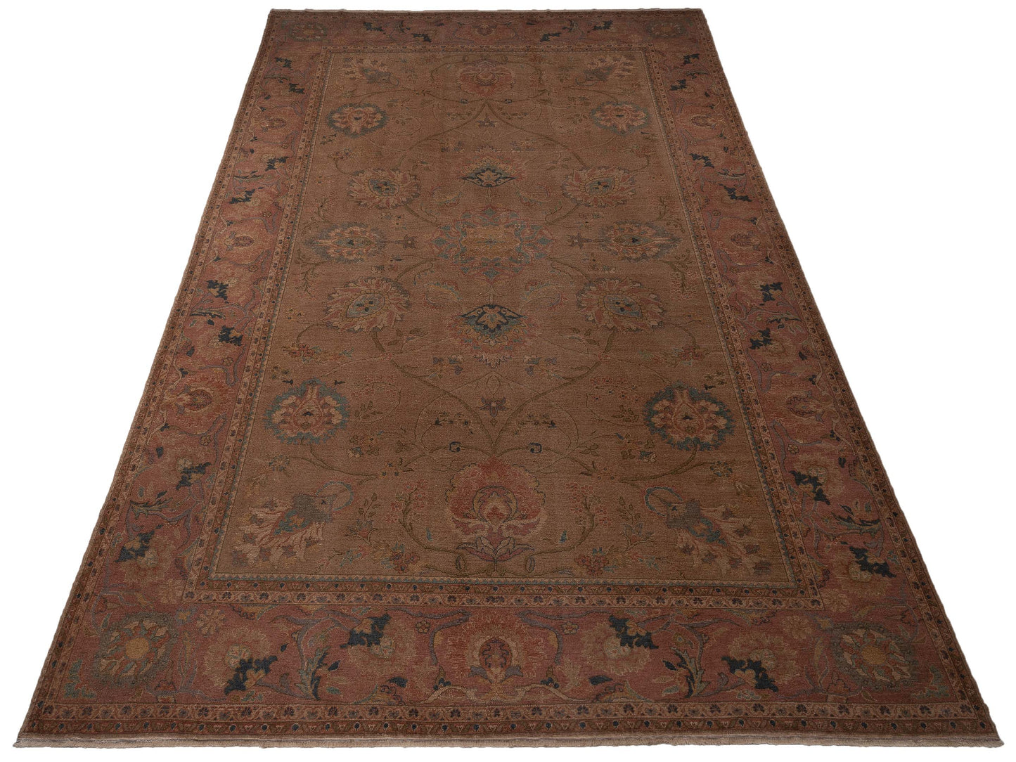 Turkish Elvan 97402 Light Brown Brown 12.1x18.2 Hand Knotted Rug