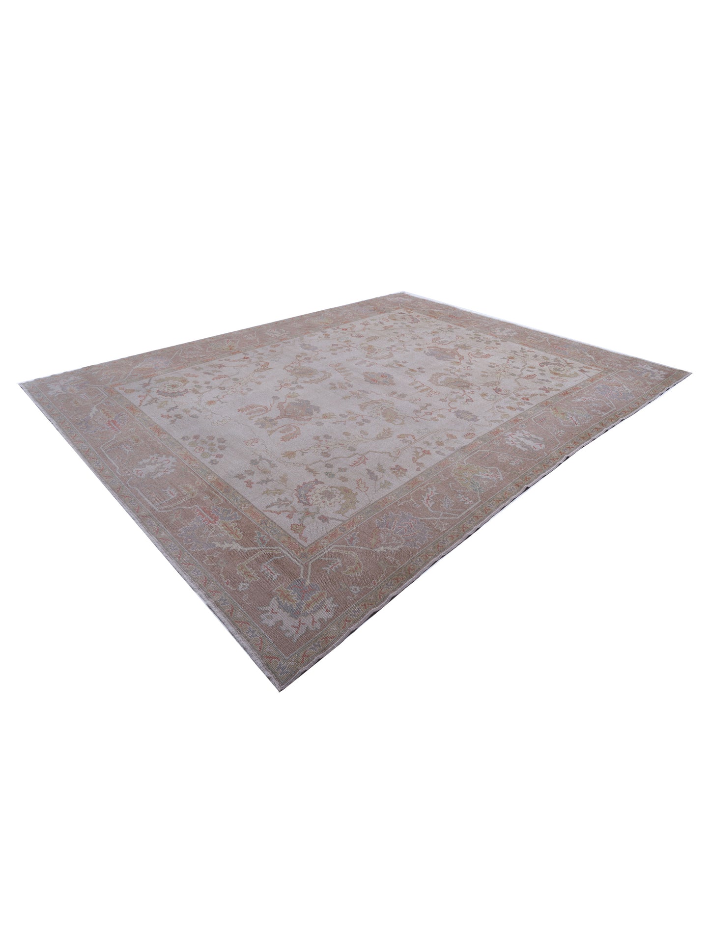 Anadol Oushak Eda Ivory Light Brown 11.8x15.3 Hand Knotted Rug