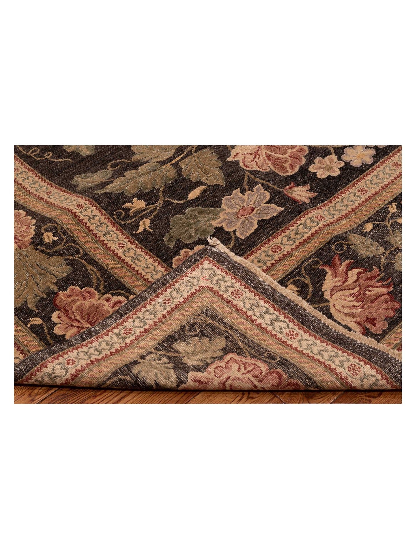 Turkish Elvan Firuz Charcoal Charcoal 9.5x12.4 Hand Knotted Rug