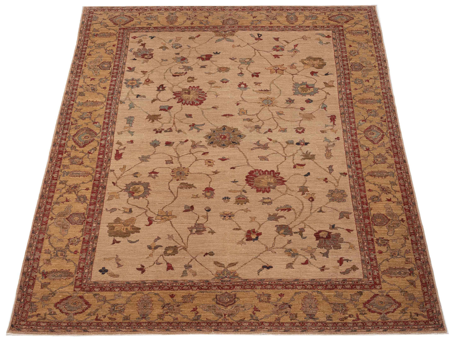 Elvan Zahide Beige Gold 9.1x11.7 Hand Knotted Rug