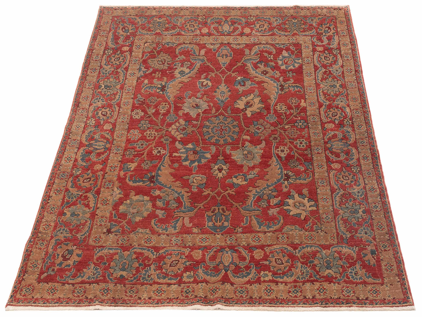 Turkish Elvan 97466 Rust Blue 6.5x7.5 Hand Knotted Rug