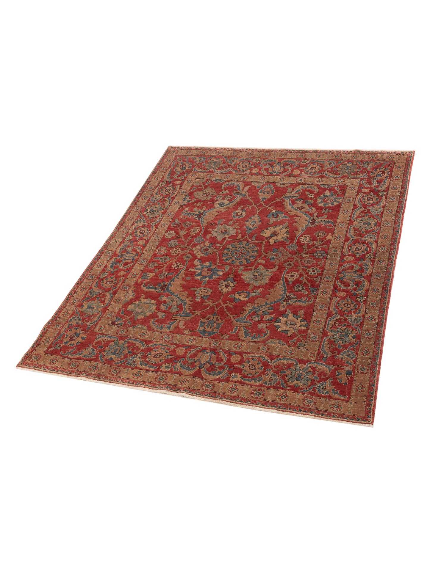 Turkish Elvan 97466 Rust Blue 6.5x7.5 Hand Knotted Rug