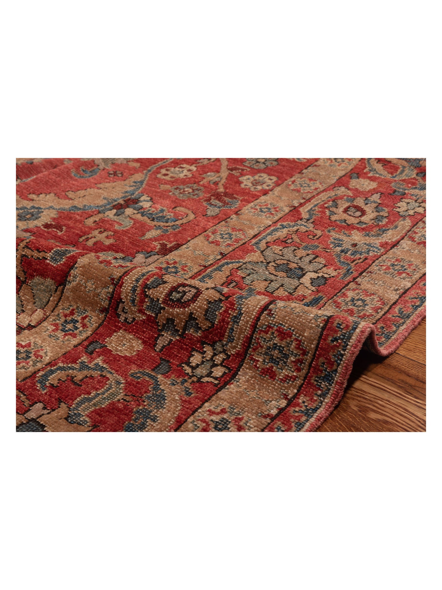 Turkish Elvan 97466 Rust Blue 6.5x7.5 Hand Knotted Rug