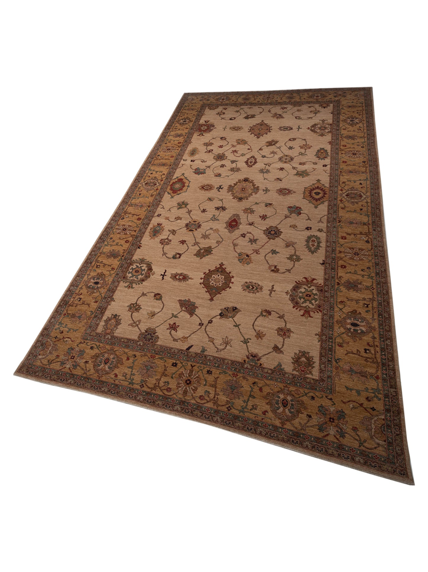 Elvan Tansu Ivory Gold 11.4x19.10 Hand Knotted Rug