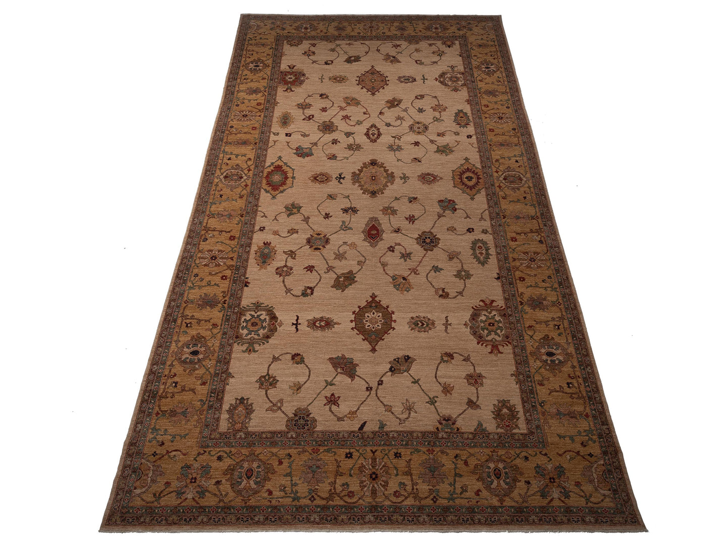 Elvan Tansu Ivory Gold 11.4x19.10 Hand Knotted Rug