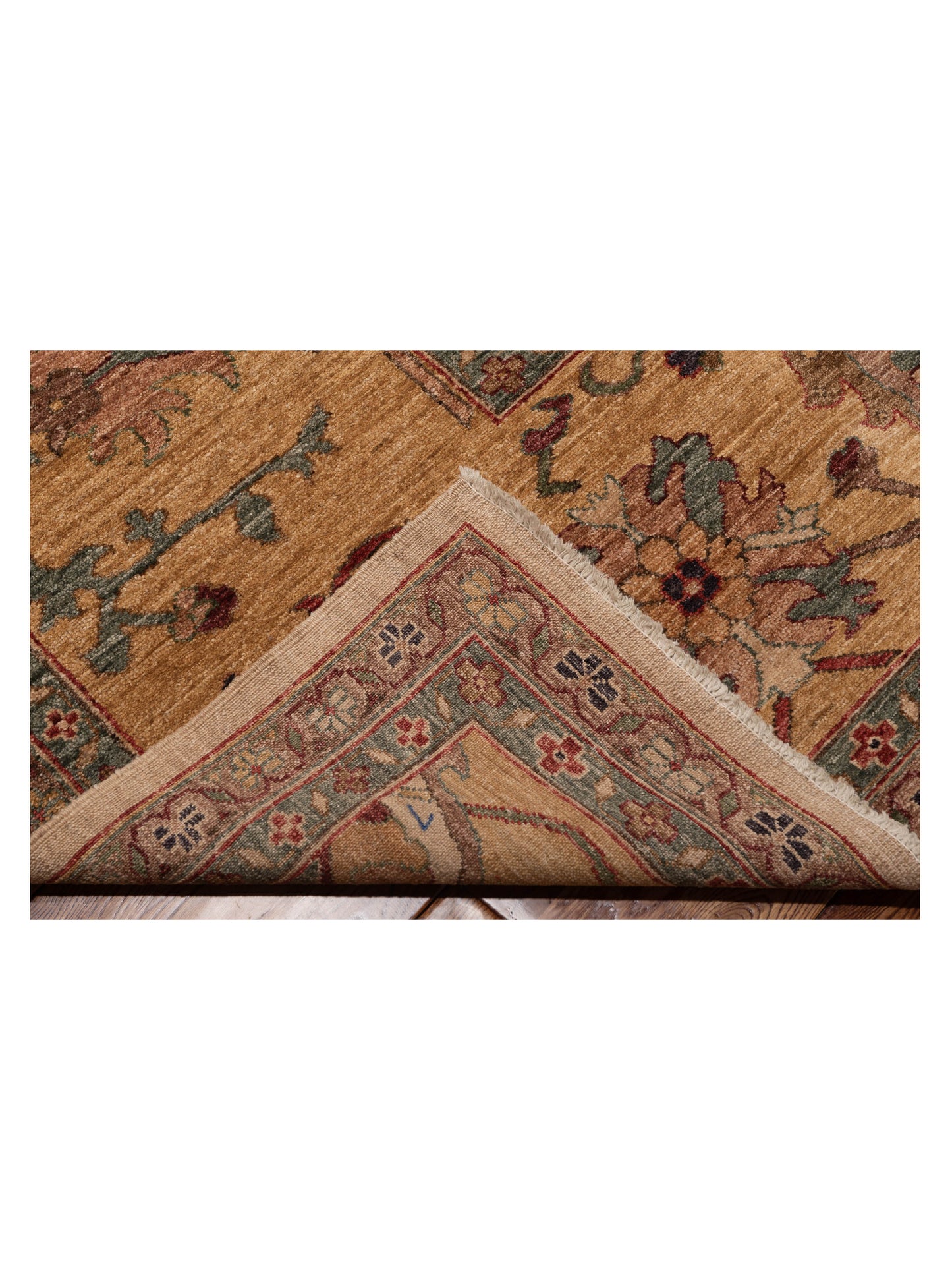 Elvan Tansu Ivory Gold 11.4x19.10 Hand Knotted Rug