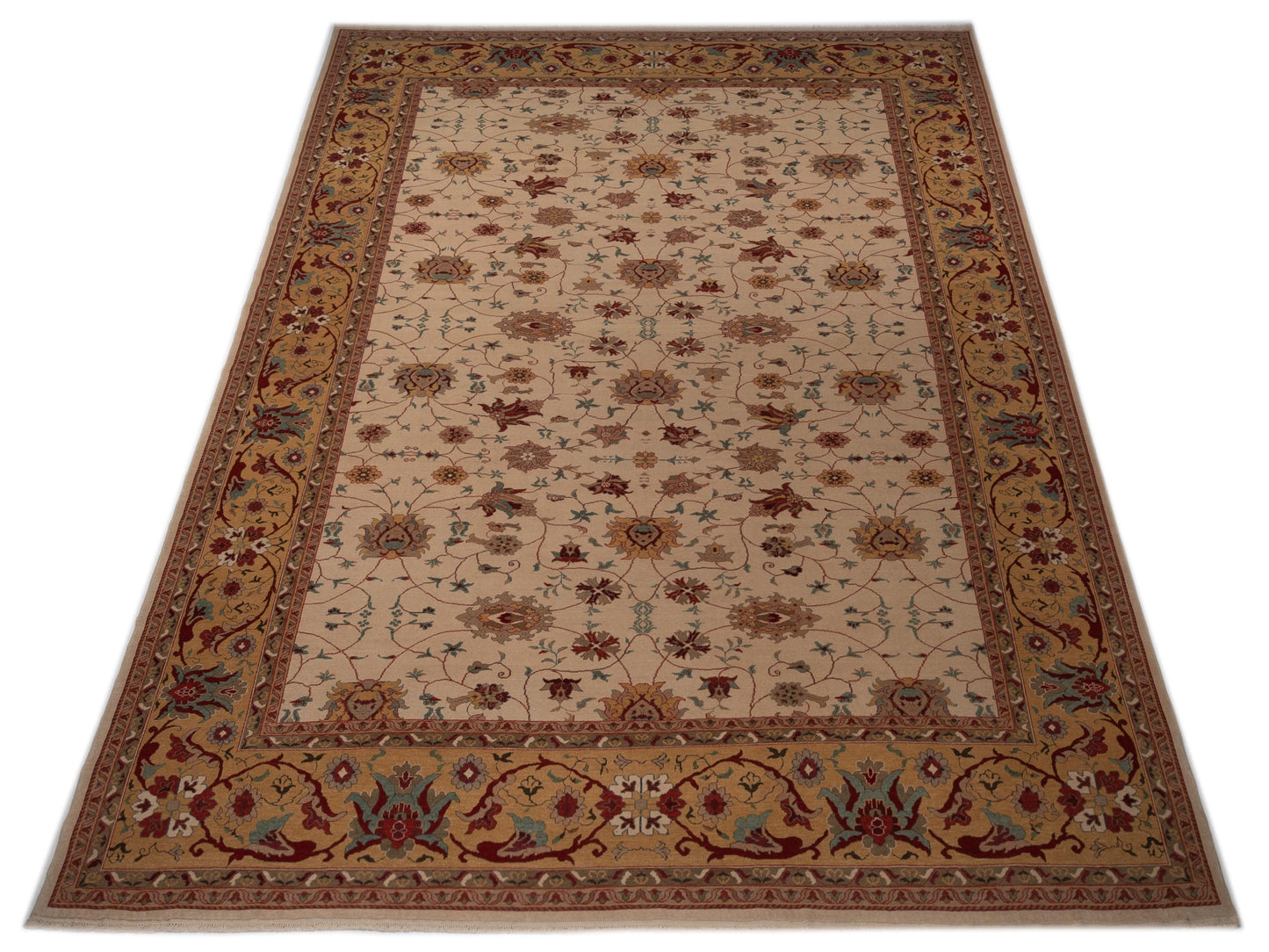 Antique Loom 98129 Ivory Gold 12.3x16.2 Hand Knotted Rug