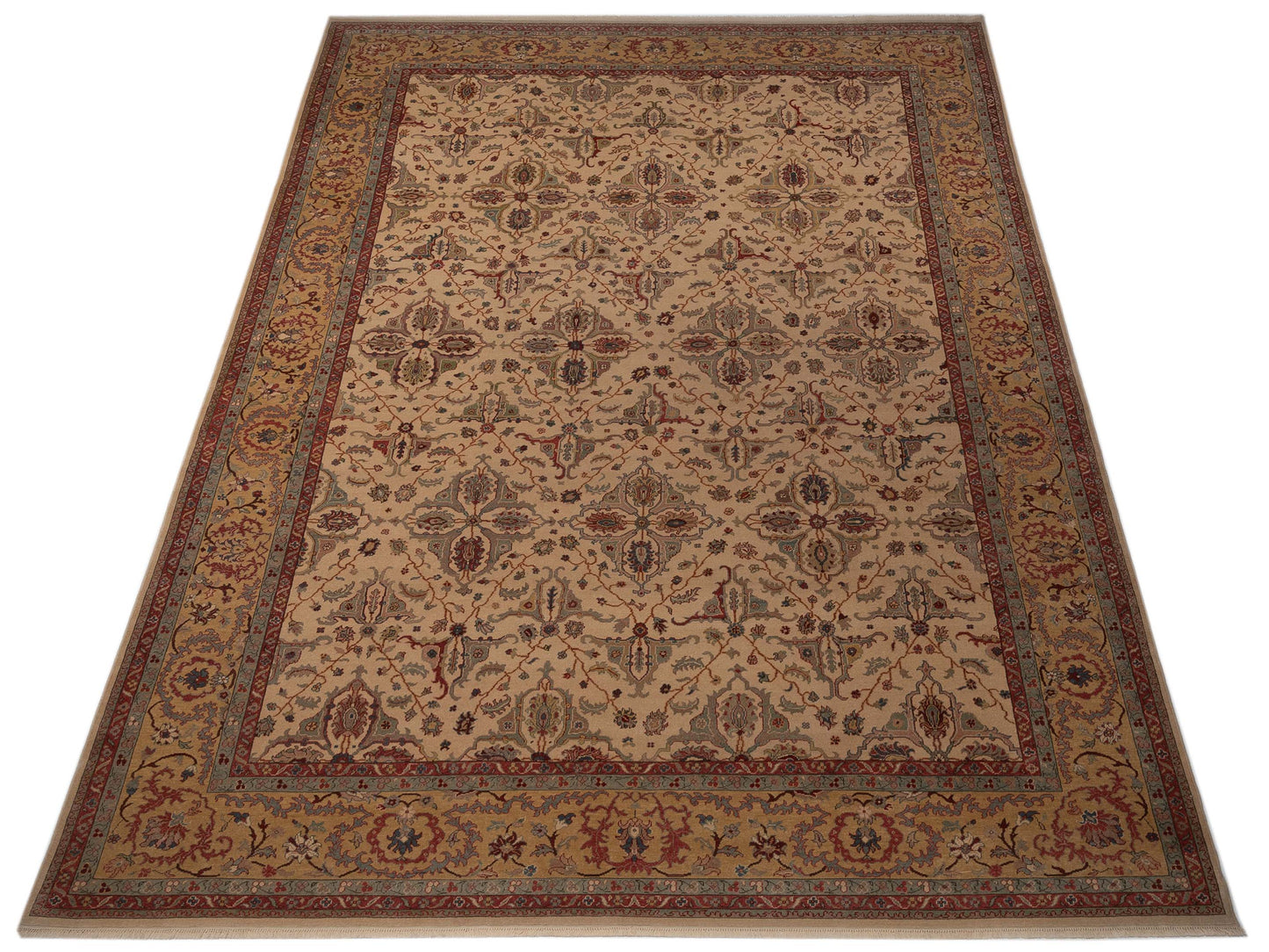 Antique Loom 98130 Beige Gold 12x16.4 Hand Knotted Rug