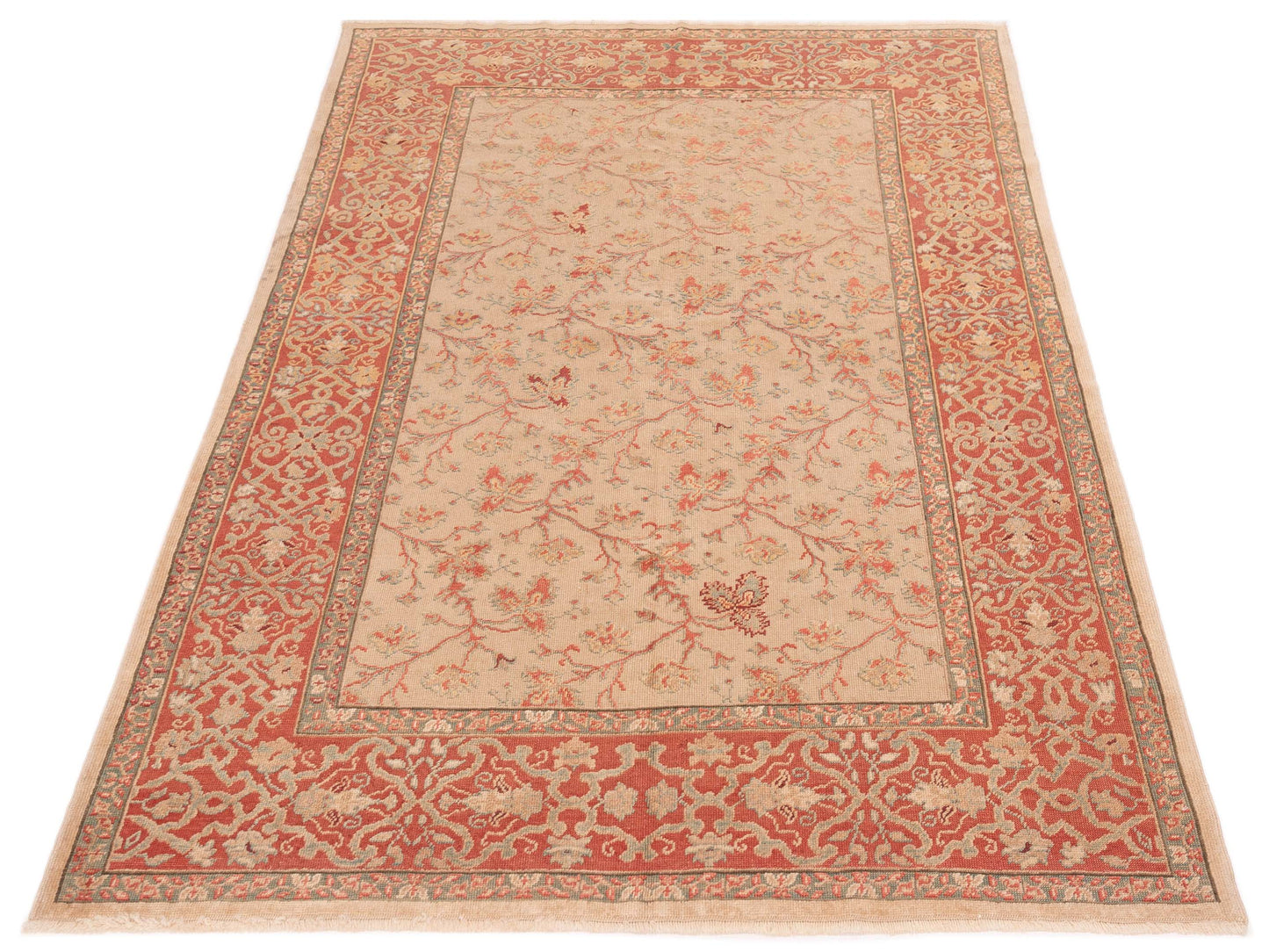 Antique Loom 98140 Ivory Rust 5.10x8.4 Hand Knotted Rug