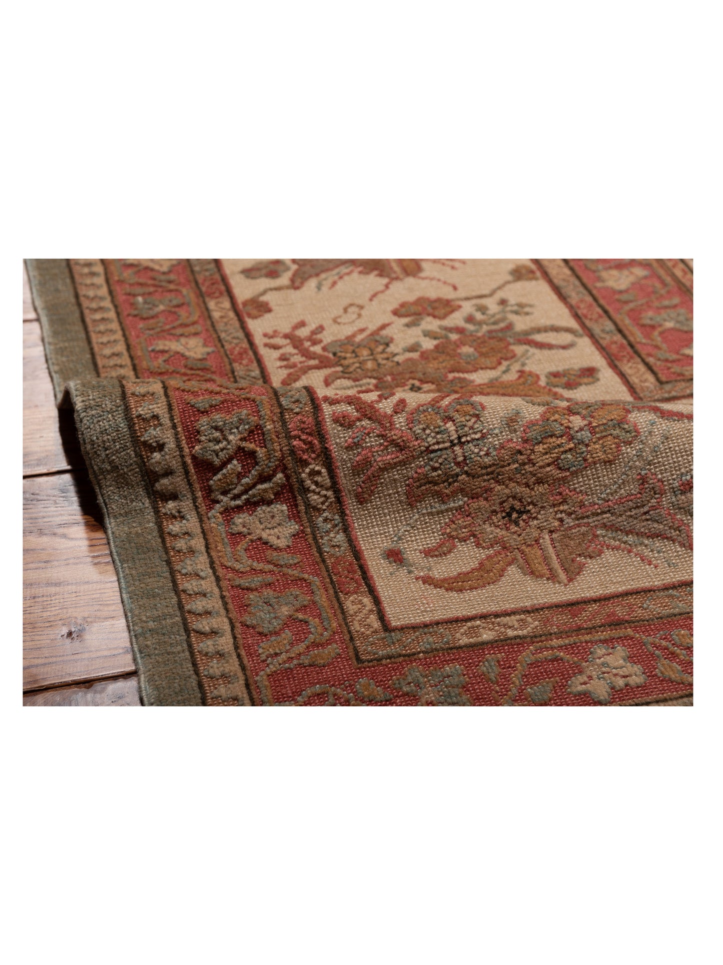 Antique Loom 98156 Rust Ivory 12.4x18.9 Hand Knotted Rug