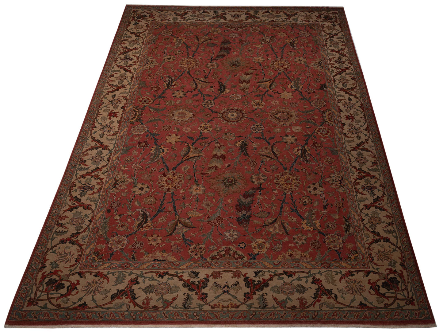 Antique Loom 98159 Rust Beige 13.7x18.3 Hand Knotted Rug