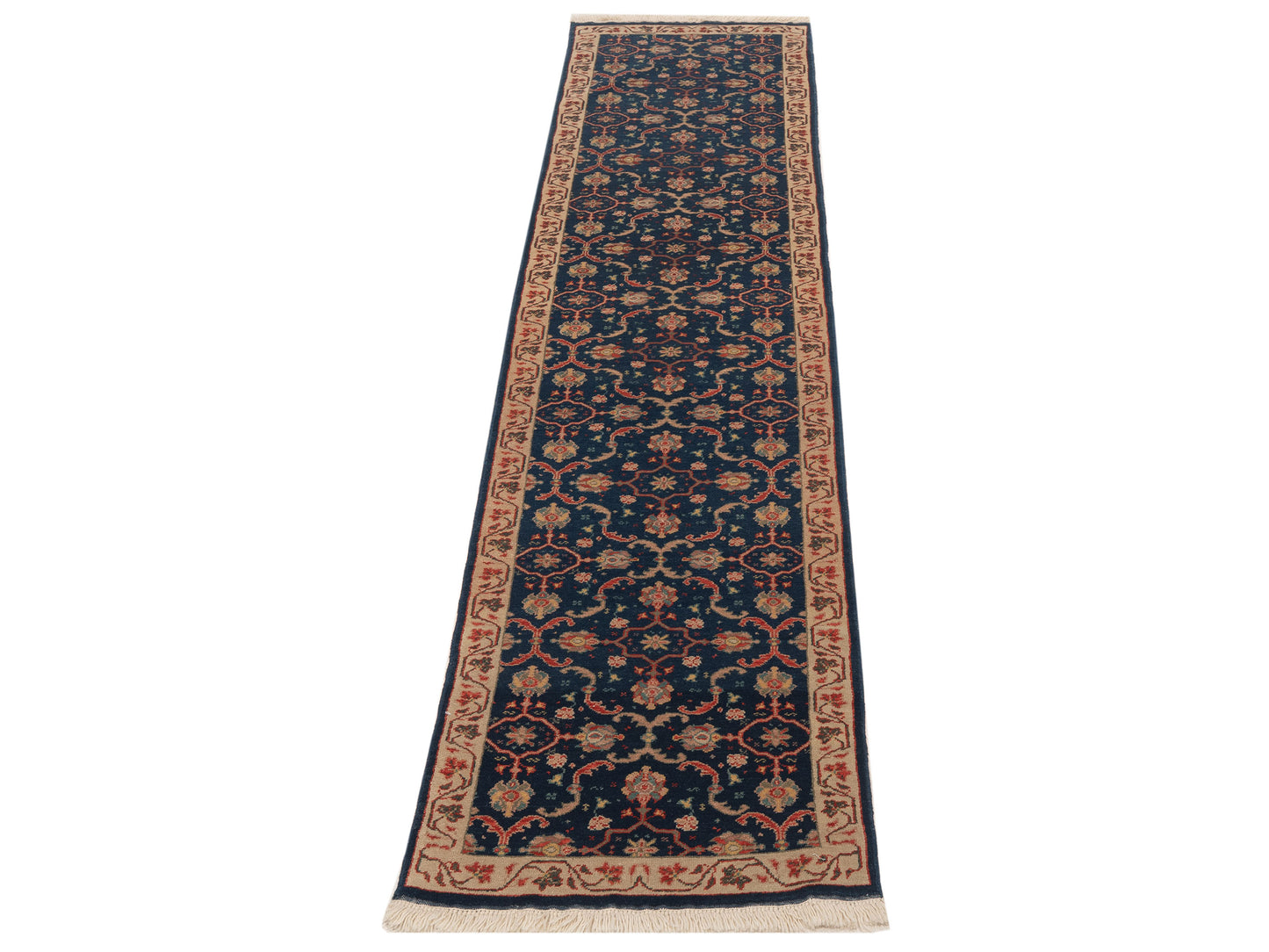 Antique Loom 98174 Dark Blue Ivory 2.6x10 Hand Knotted Rug