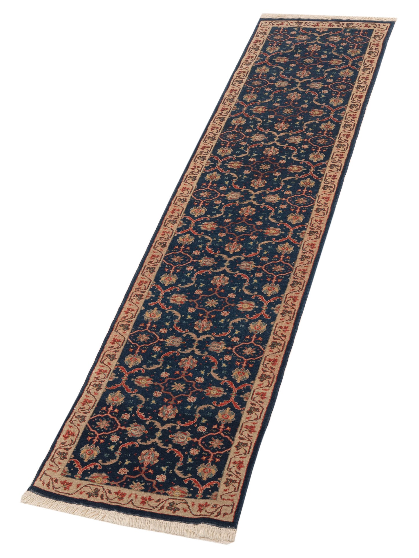 Antique Loom 98174 Dark Blue Ivory 2.6x10 Hand Knotted Rug