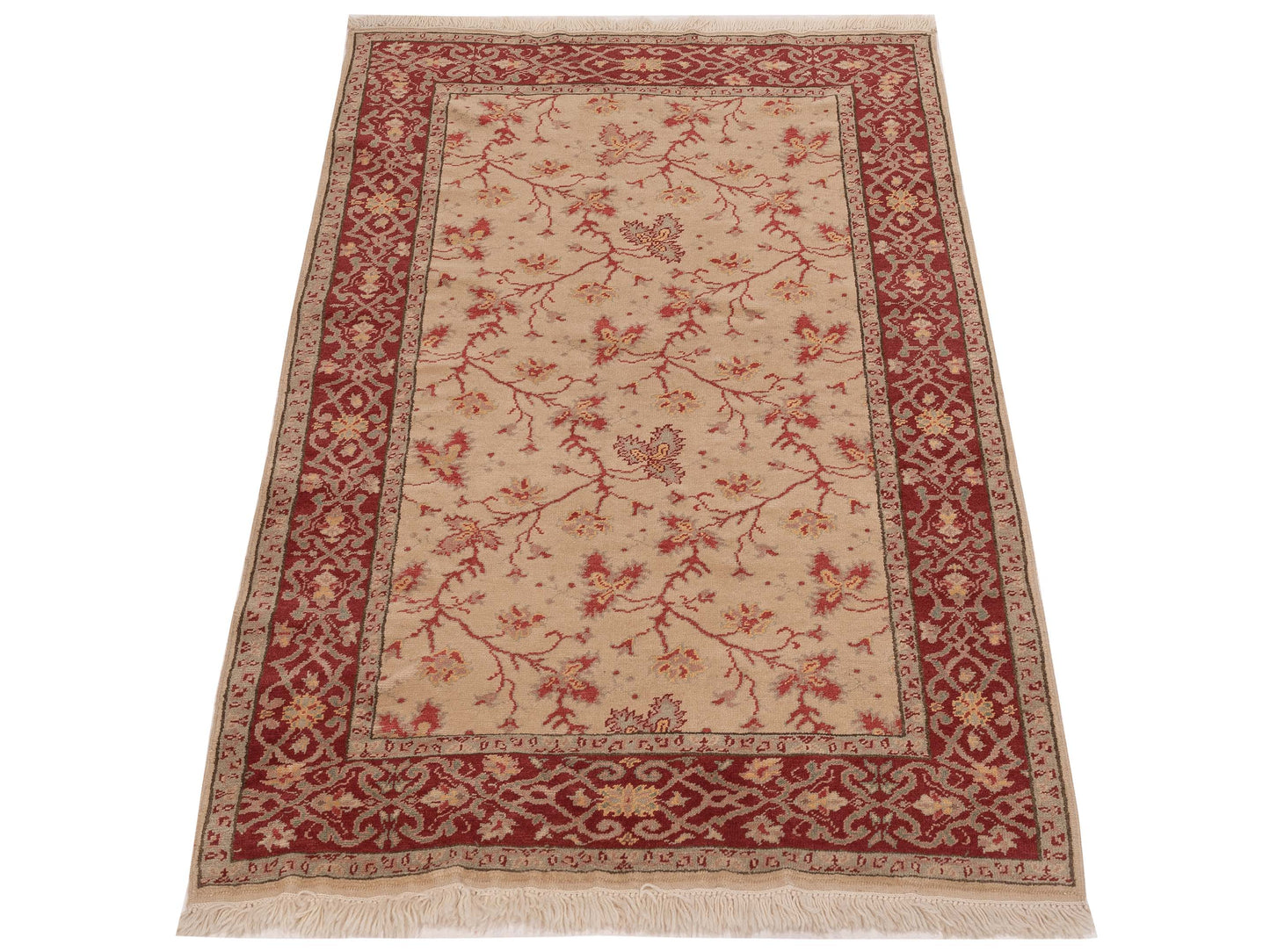 Antique Loom 98188 Beige Red 4.2x6.3 Hand Knotted Rug