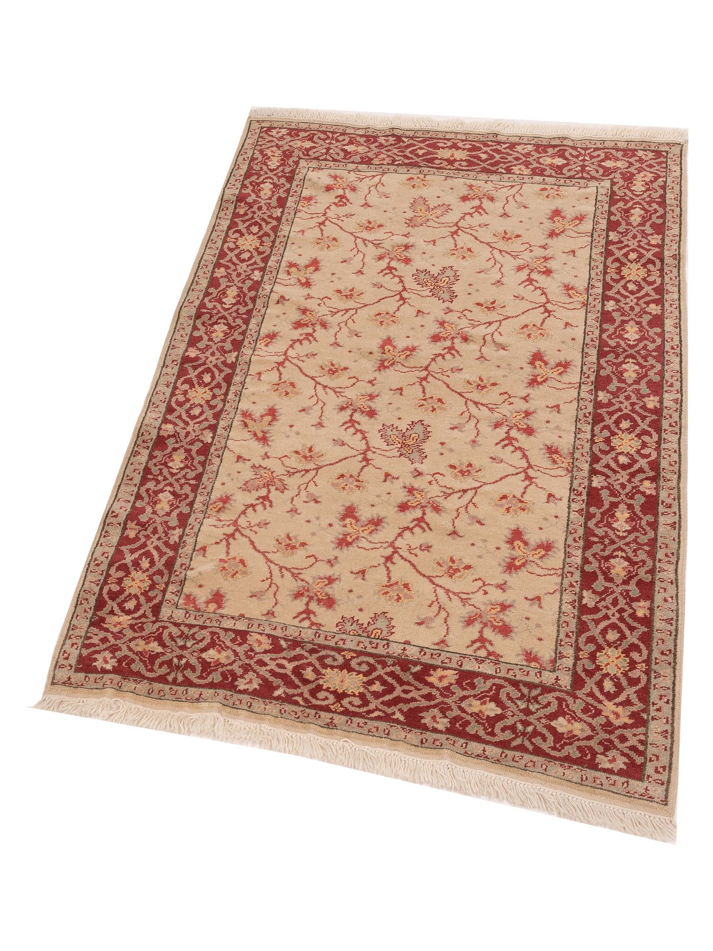 Antique Loom 98188 Beige Red 4.2x6.3 Hand Knotted Rug