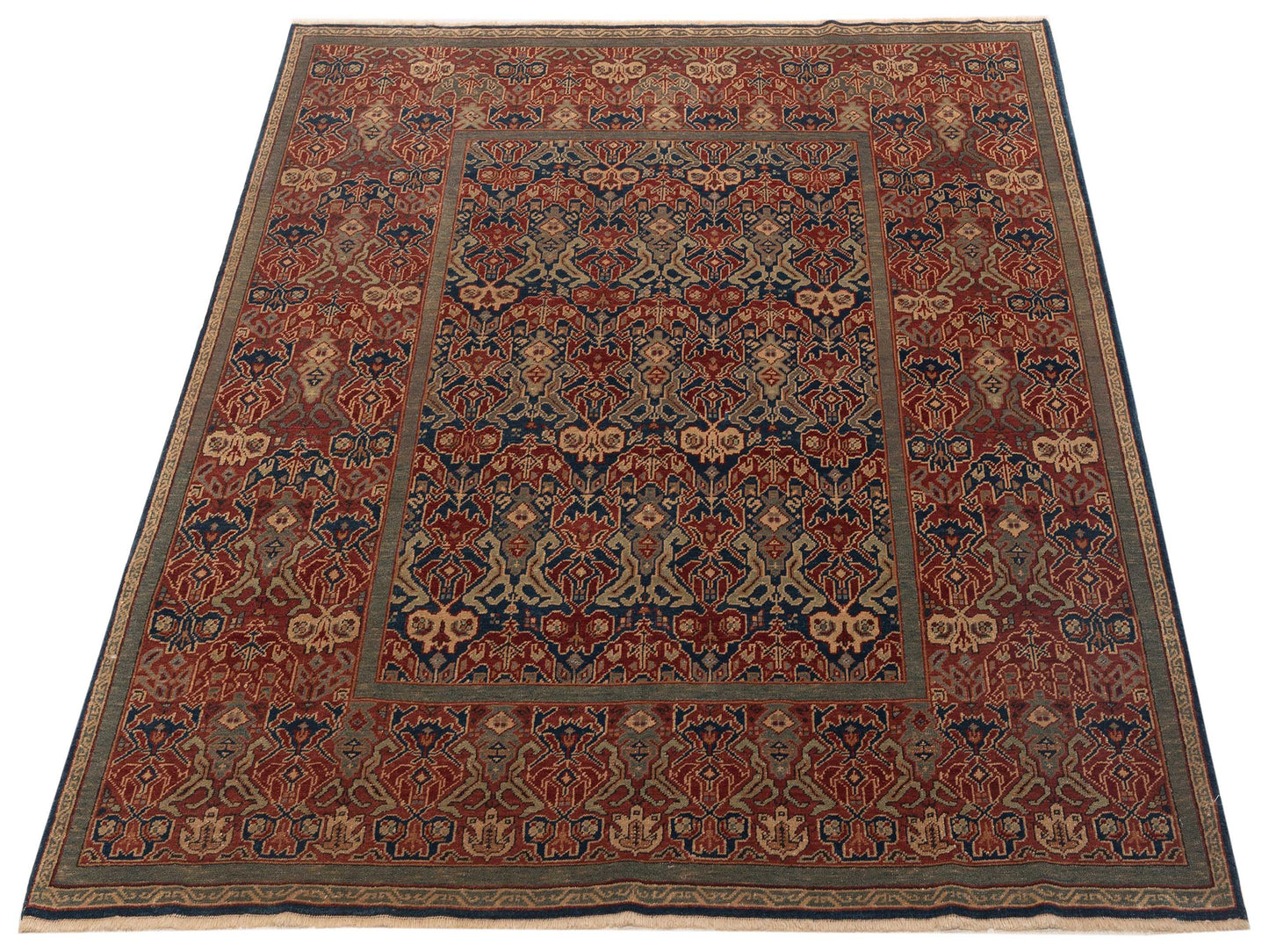 Antique Loom 98202 Navy Terracotta 6.8x7 Hand Knotted Rug