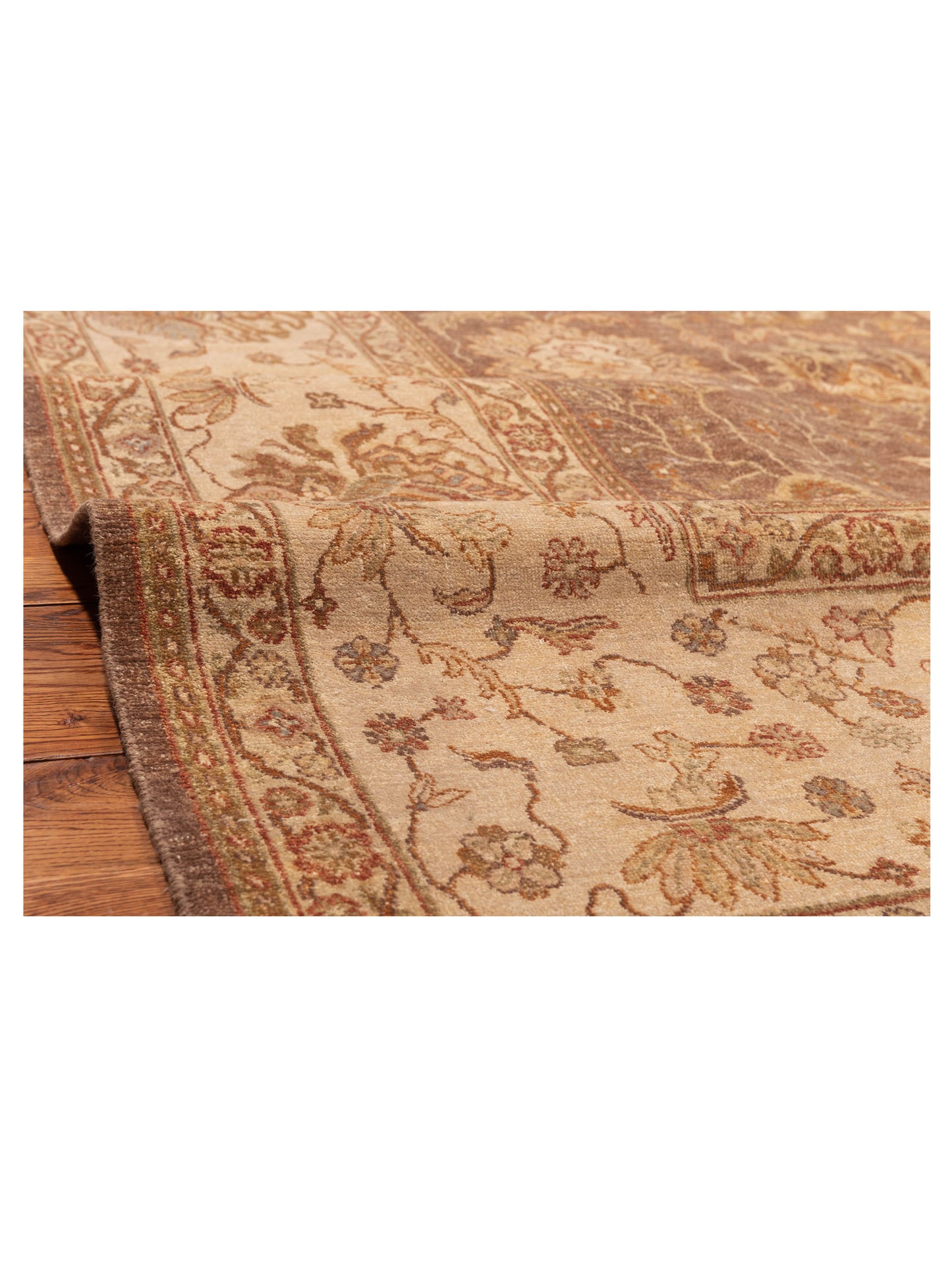 Ghazani 98694 Brown Ivory 9x12.4 Hand Knotted Rug