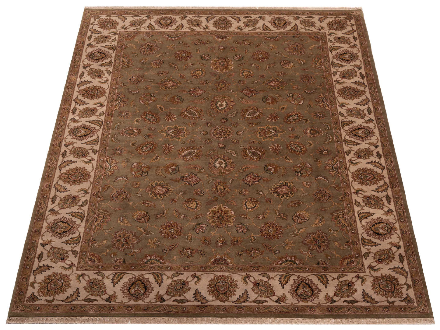 Jahan 98893 Green Ivory 9.2x12.2 Hand Knotted Rug