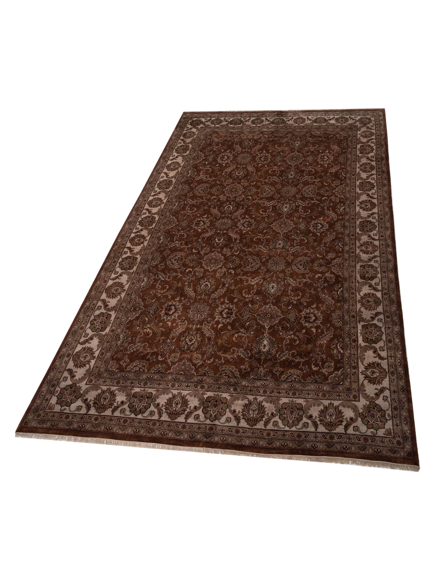 Royal 99021 Brown Ivory 11.11x18.5 Hand Knotted Rug
