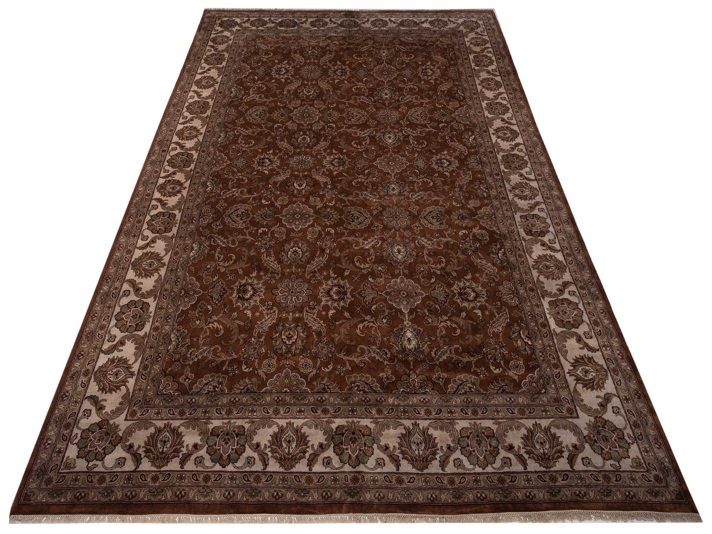 Royal 99021 Brown Ivory 11.11x18.5 Hand Knotted Rug
