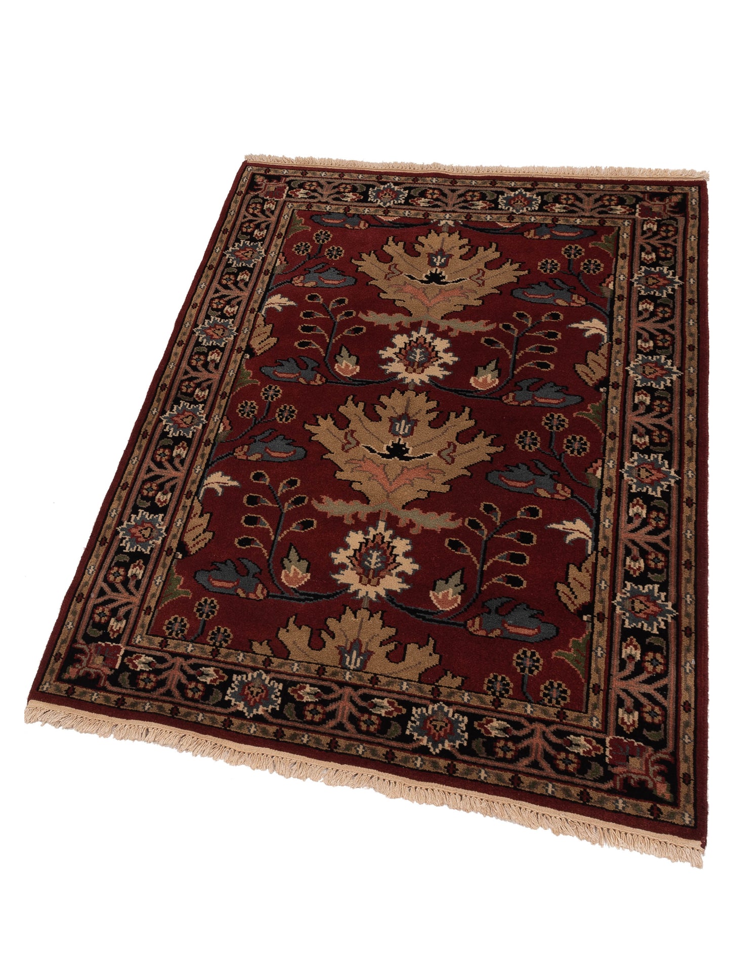 Lilac 103115 Red Black 4.1x5.11 Hand Knotted Rug