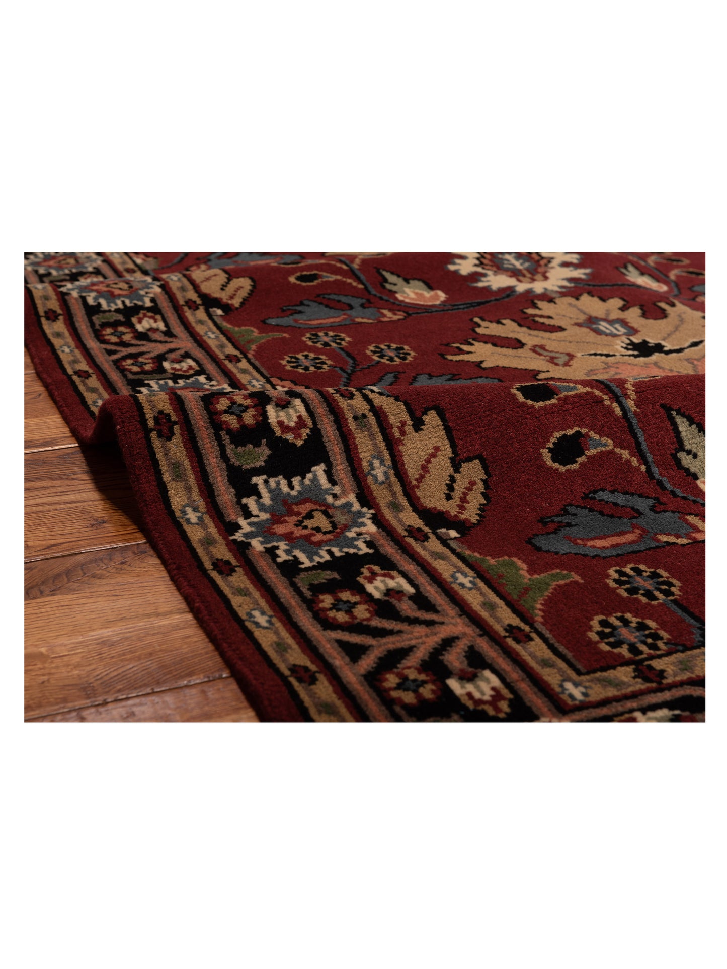 Lilac 103115 Red Black 4.1x5.11 Hand Knotted Rug